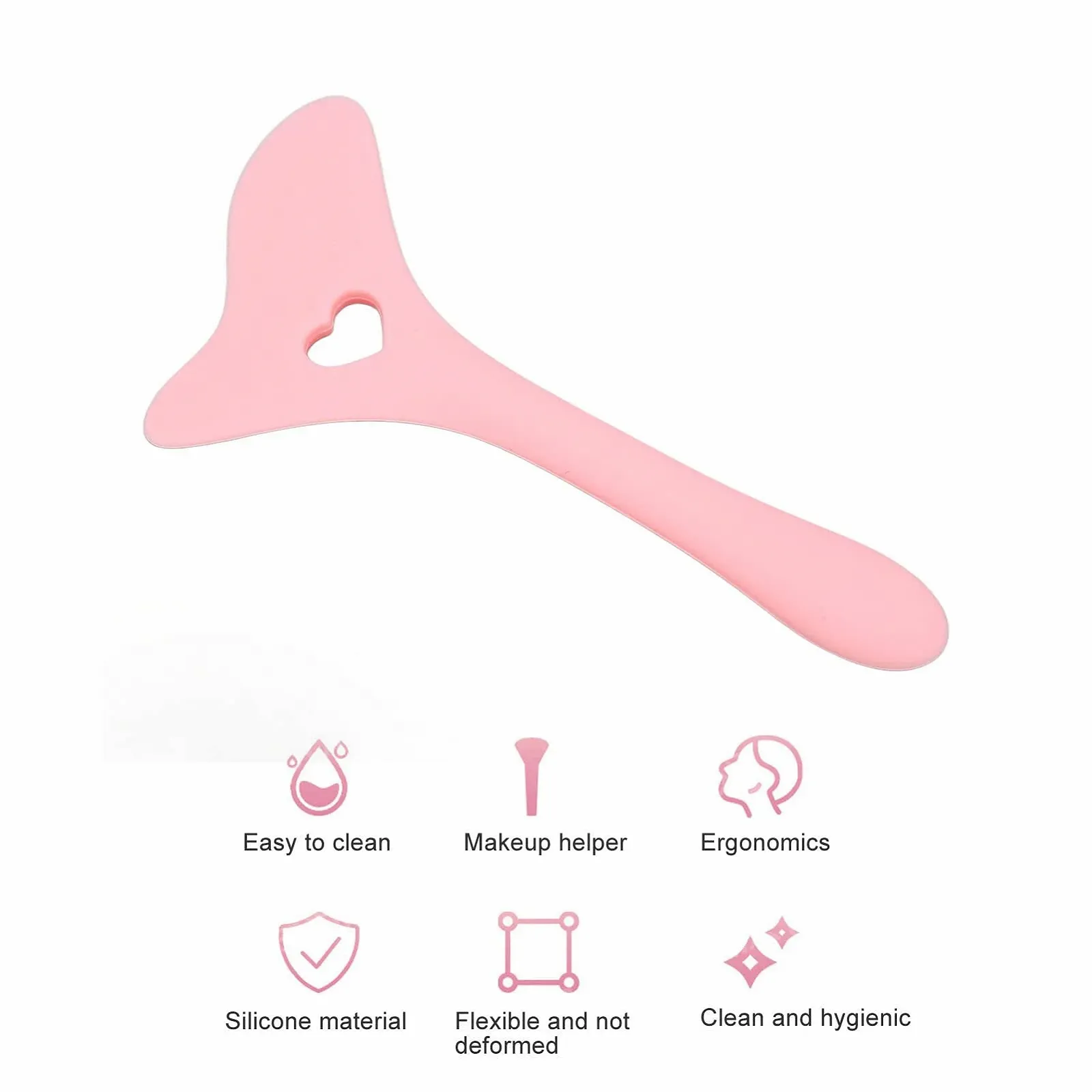 Трафарет для бровей с силиконовой ложкой-хвостиком, гибкий трафарет для подводки глаз для макияжа, рисования теней для век, ресниц, дополнительное позиционирование помады (РОЗОВЫЙ), фото №4