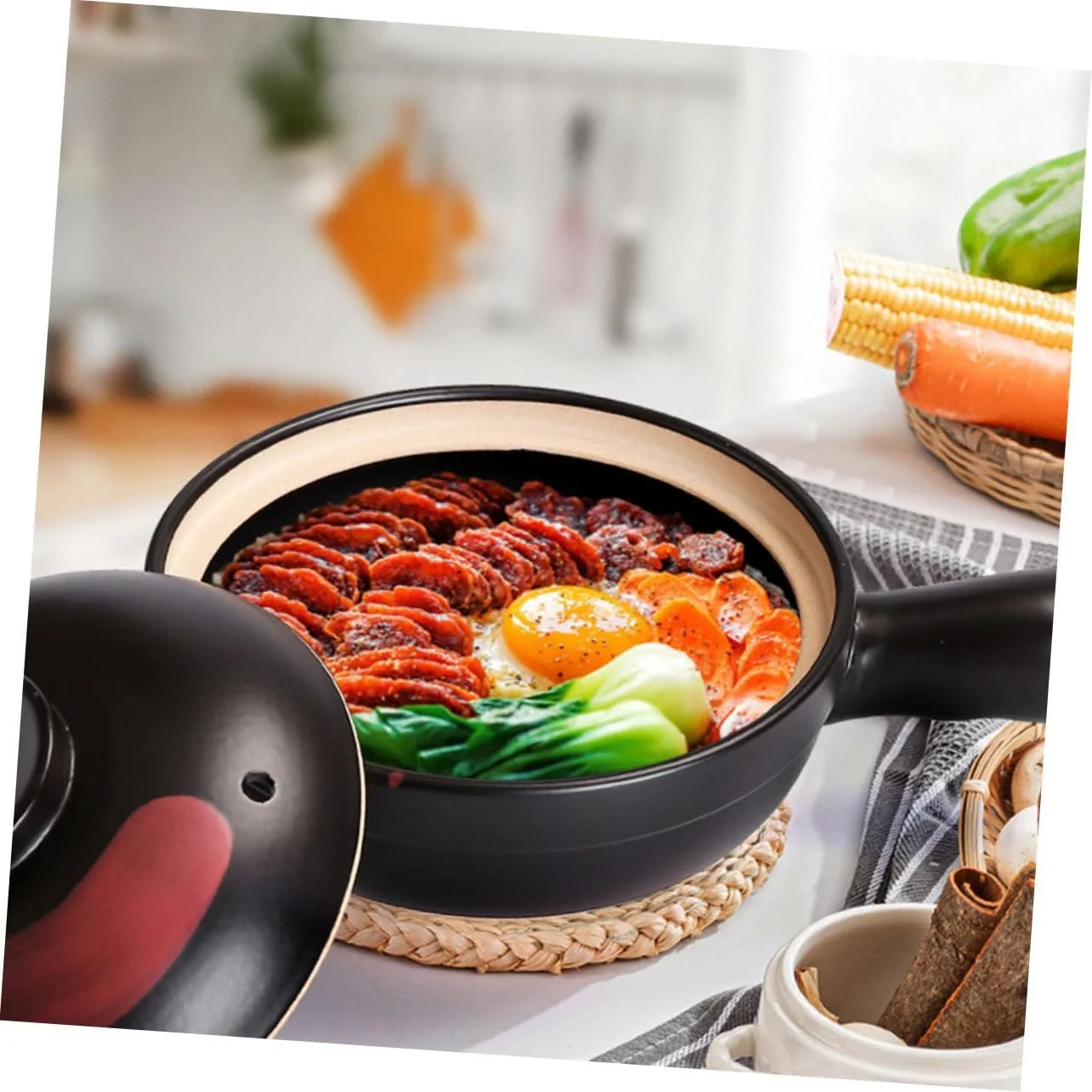 Кастрюля для запекания с крышкой, керамическая, термостойкая, фото №5