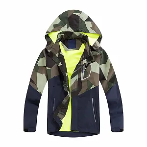 Флісова куртка для хлопчиків Mjjsk, вітровка, з капюшоном, зимова - Фото 1