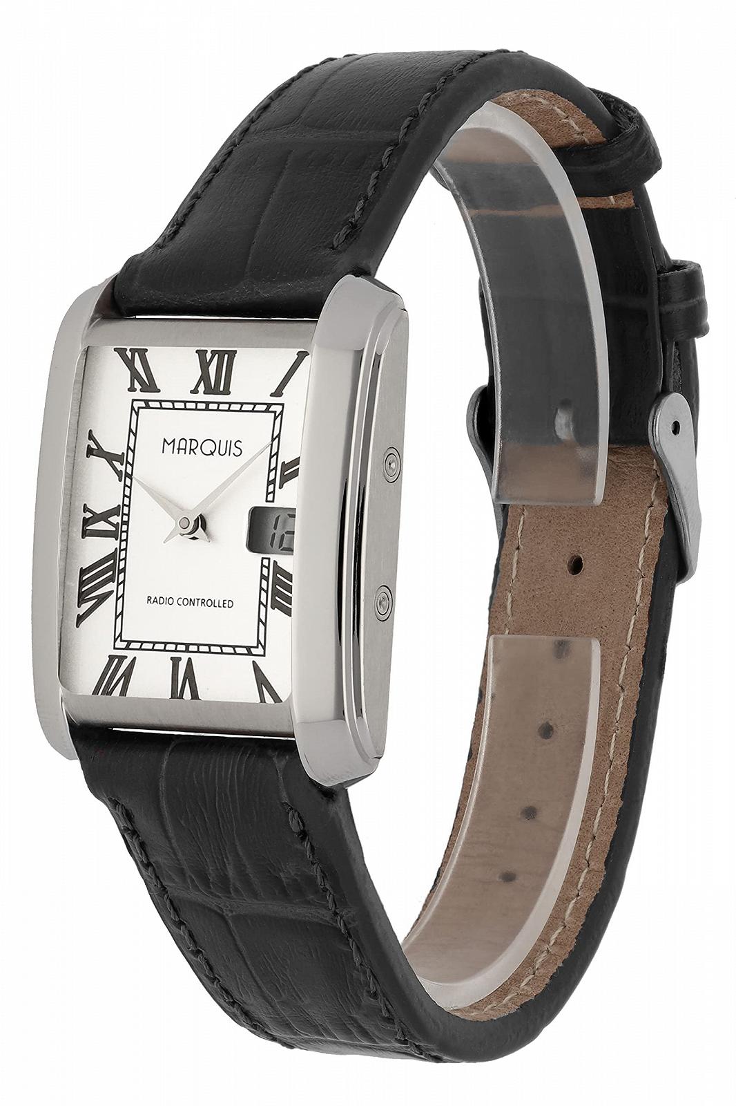 Жіночий радіокерований годинник MARQUIS 4015-117 з чорним шкіряним ремінцем, німецький радіокерований механізм, ремінець., фото №6