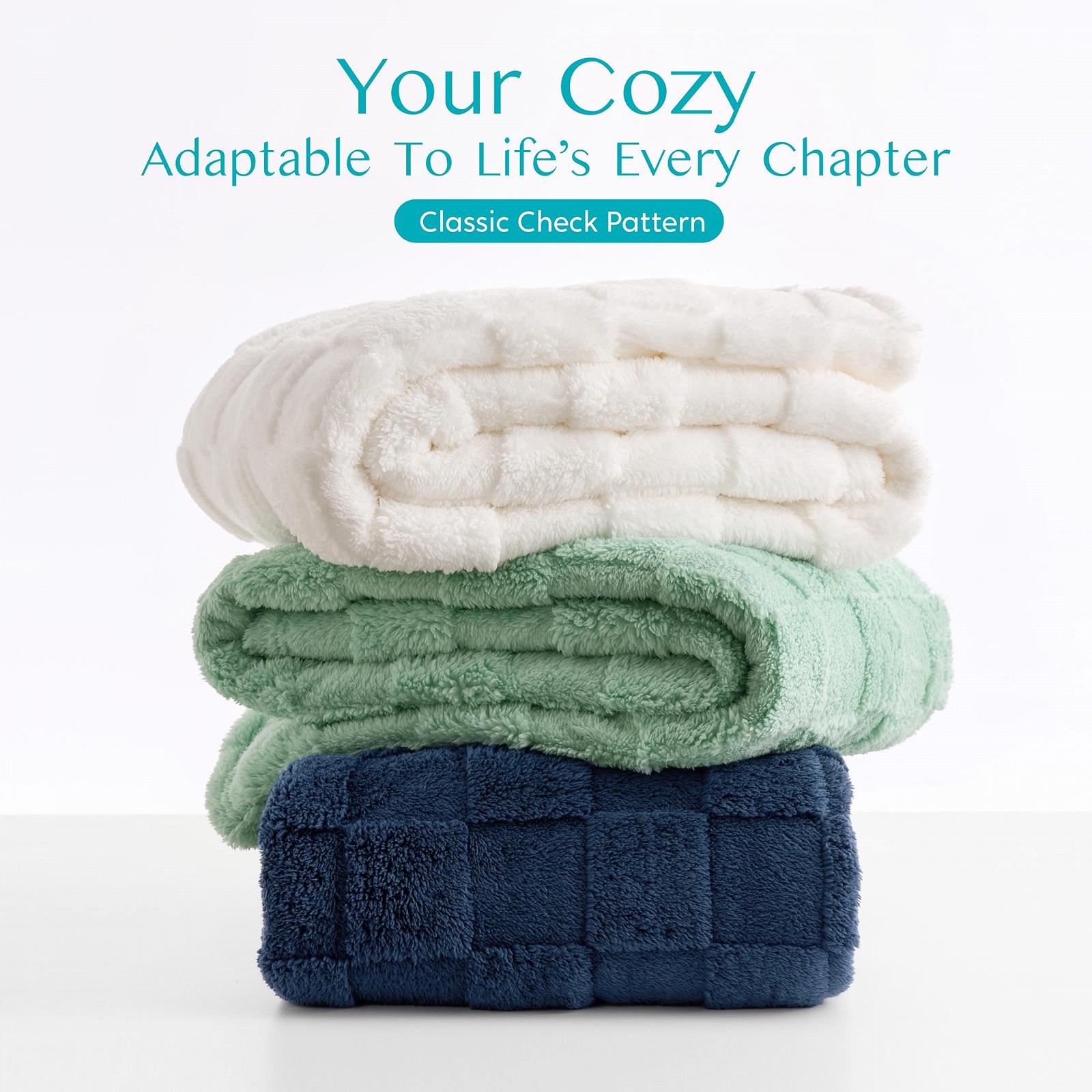 Покривало Joiedomi Полуторна М'яка Білий в Клітинку 152 x 203 см, фото №5 Покривало Joiedomi Полуторна М'яка Білий в Клітинку 152 x 203 см, фото №5