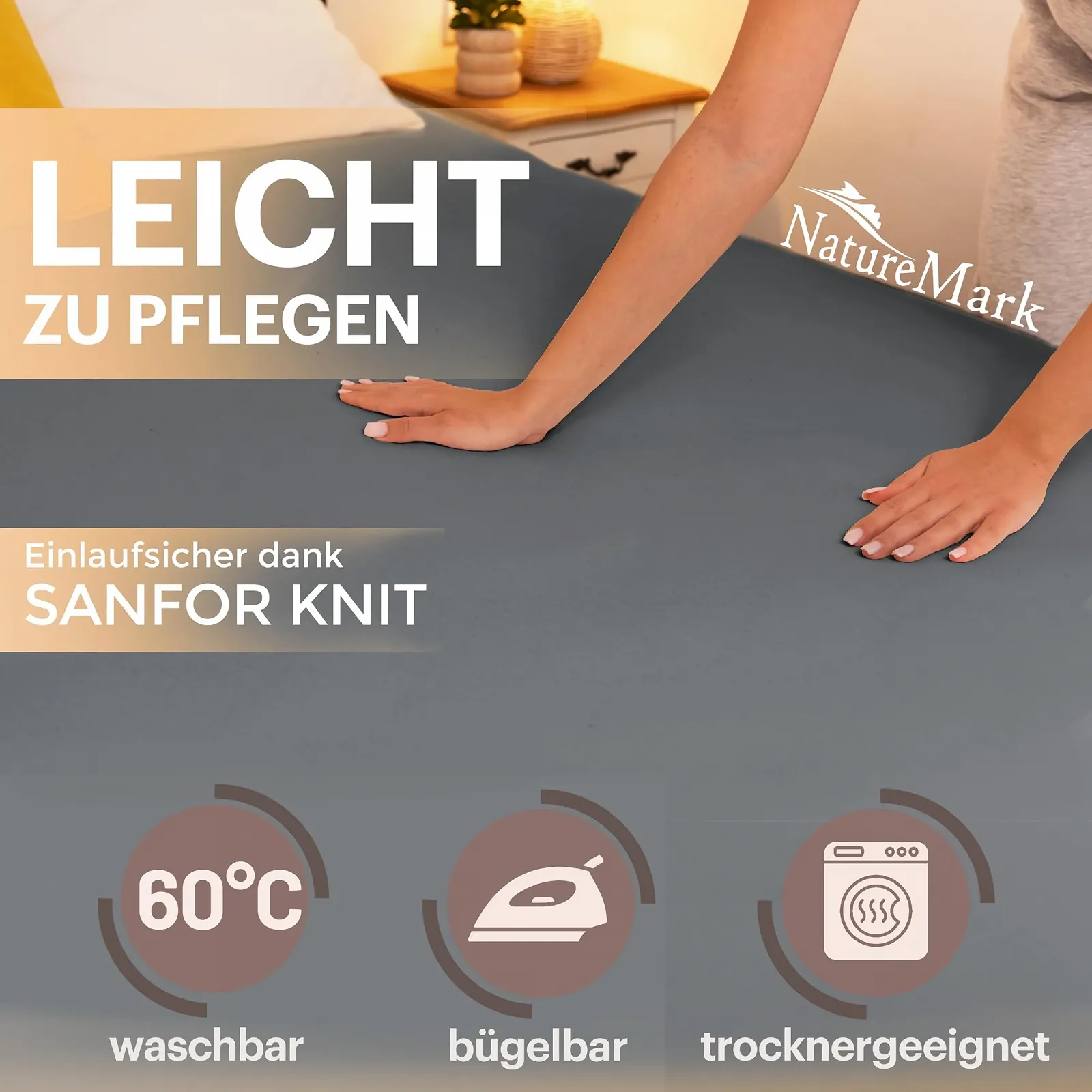 Простыня на резинке NatureMark Jersey 90 x 190 см, 100 x 200 см, антрацитовый серый, 2 шт, фото №4 Простыня на резинке NatureMark Jersey 90 x 190 см, 100 x 200 см, антрацитовый серый, 2 шт, фото №4