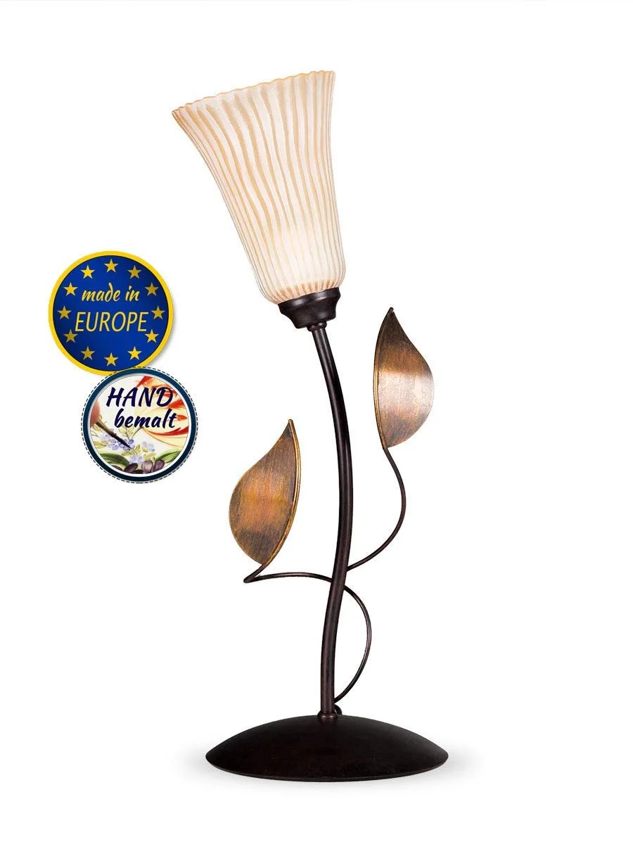Настільна лампа Florentine флорентійський стиль квіткова ручного розпису антична коричнева, фото №2