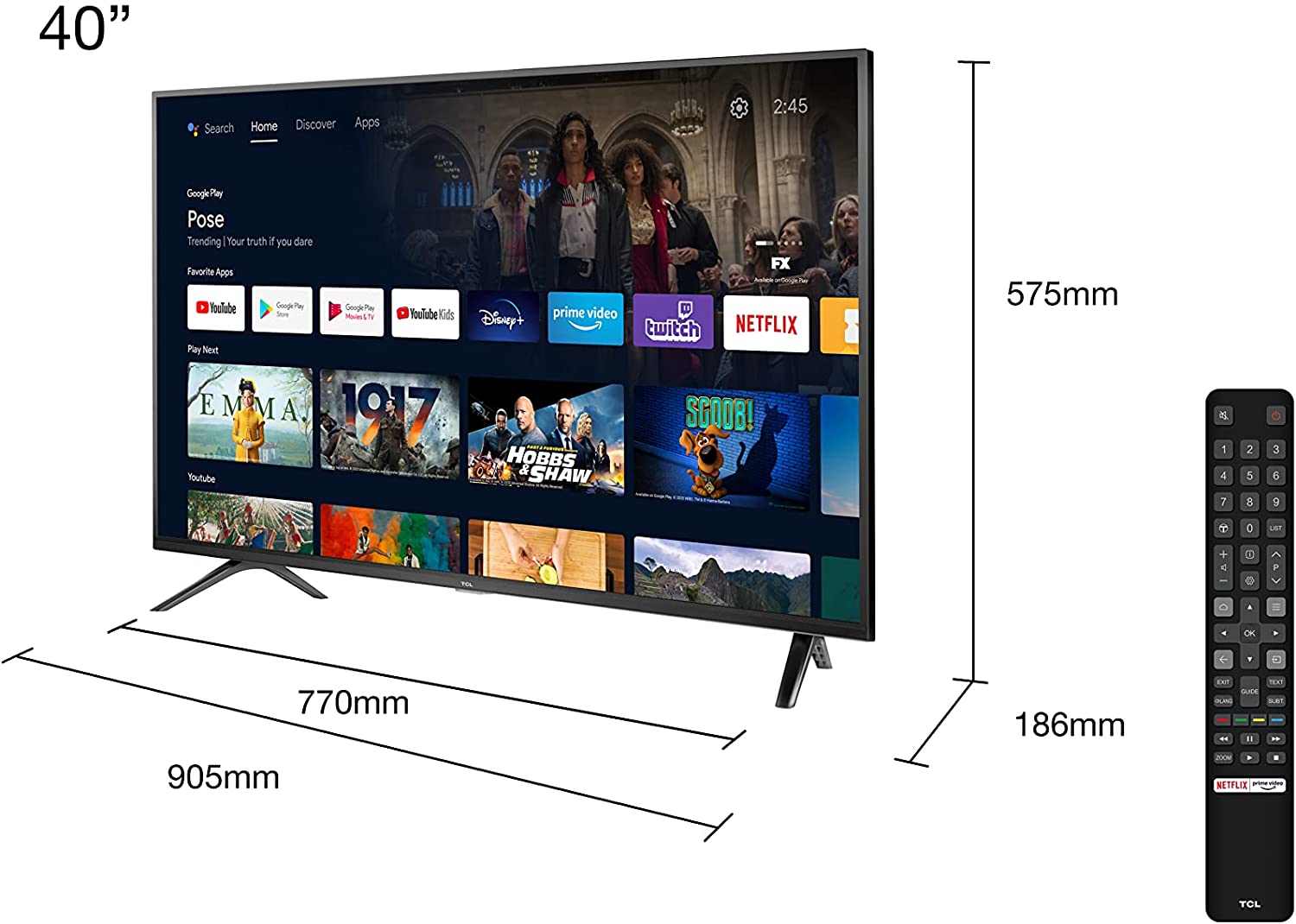 Телевізор 40" TCL 40S5209 / Full HD / 60 Гц / LCD / Smart TV / Wi-Fi / Bluetooth / T2, фото №3 Телевізор 40" TCL 40S5209 / Full HD / 60 Гц / LCD / Smart TV / Wi-Fi / Bluetooth / T2, фото №3