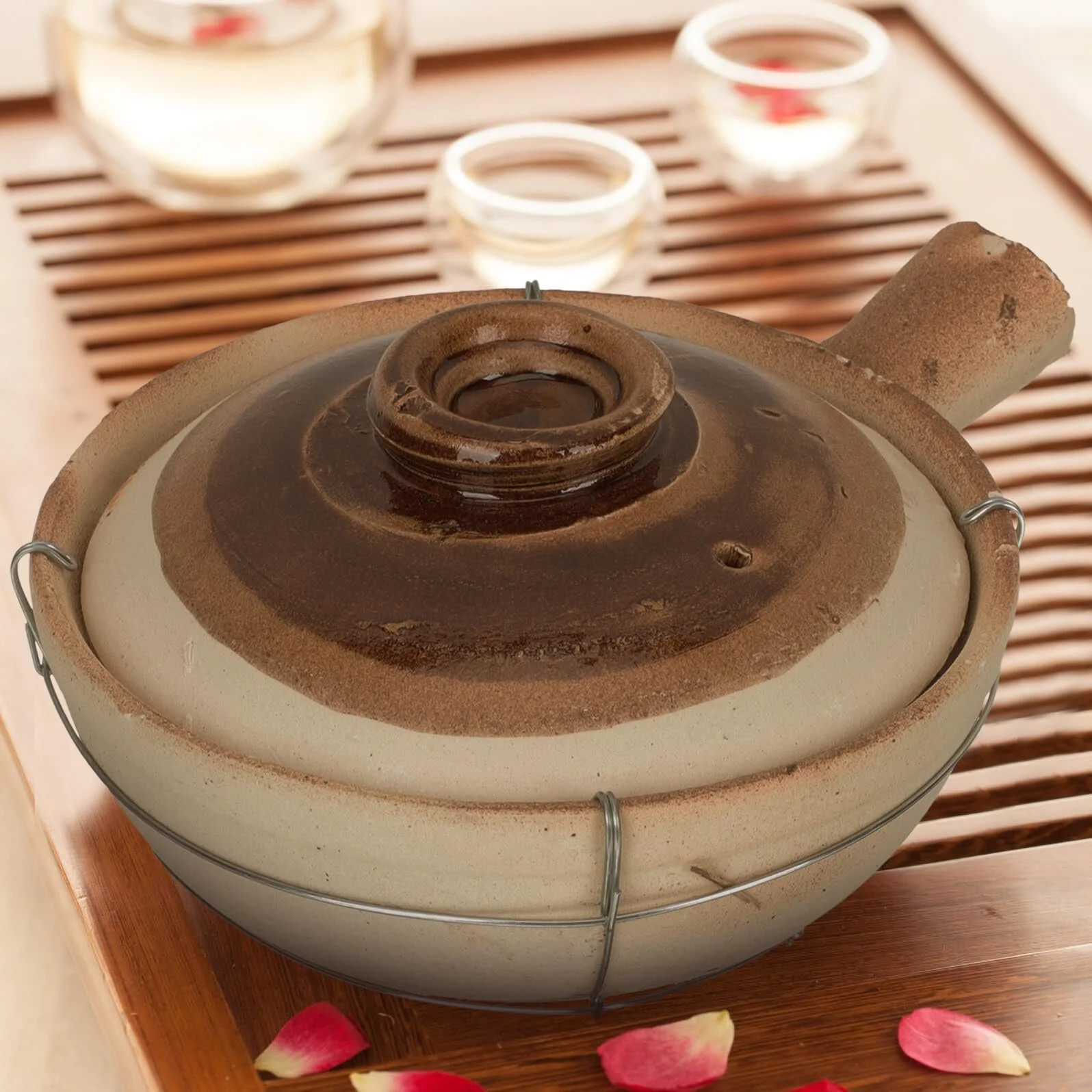 Кастрюля керамическая термостойкая с ручкой традиционная для газовых плит, фото №5