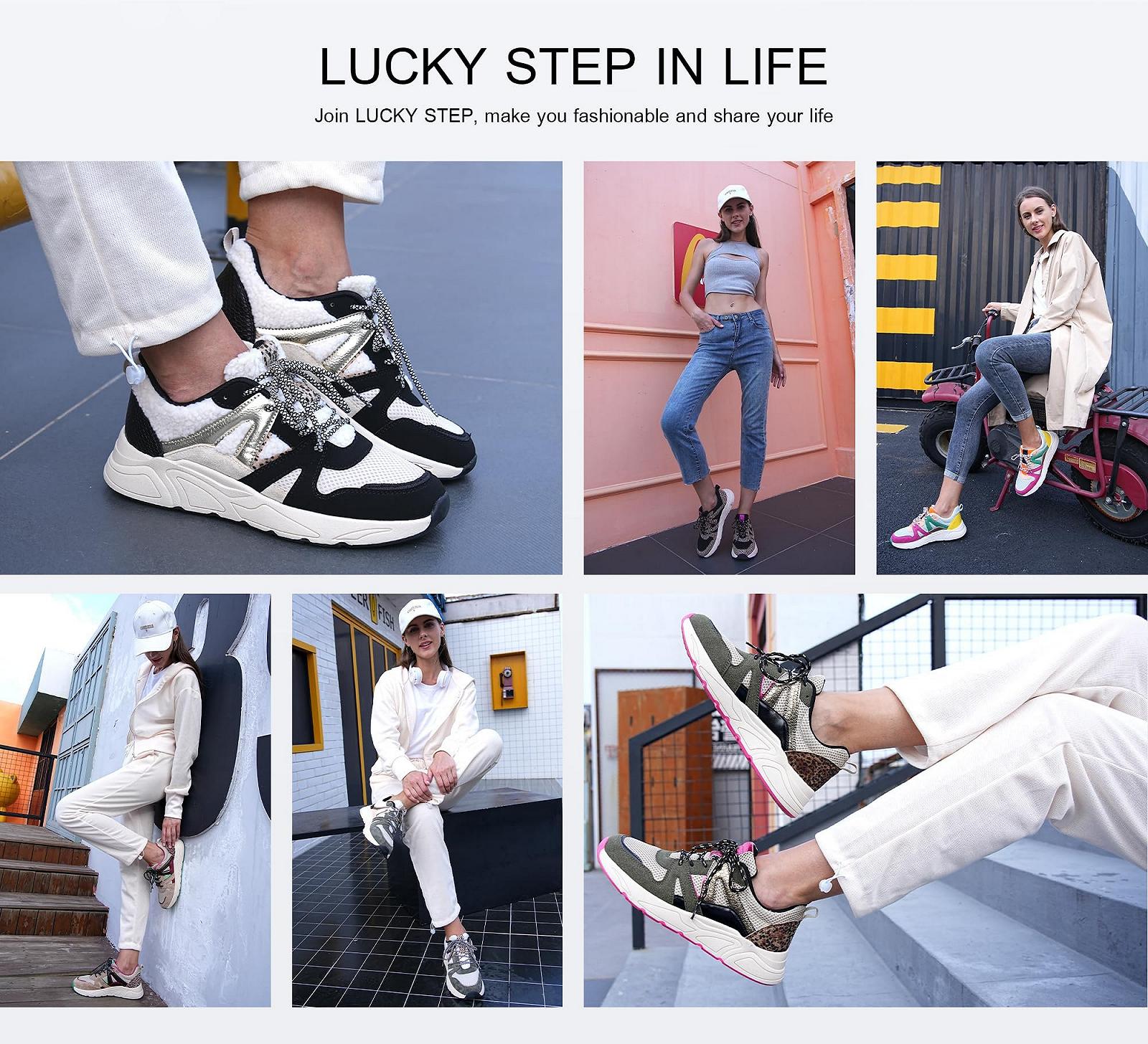 Кроссовки LUCKY STEP Женские Модные Повседневные Классические Леопардовые для Прогулок Тенниса Путешествий на Платформе Грубые Разноцветные, фото №9