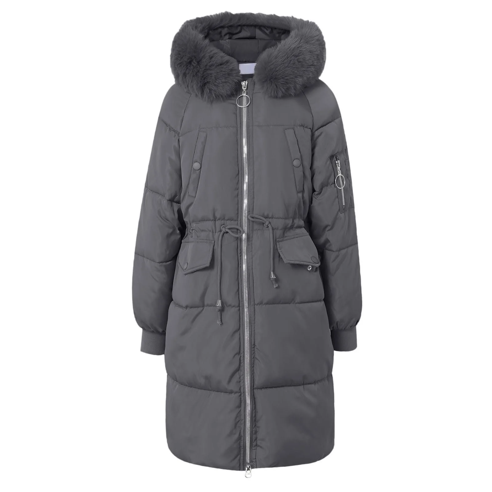 Женское зимнее пальто с меховым воротником, стеганое, фото №2 Женское зимнее пальто с меховым воротником, стеганое, фото №2