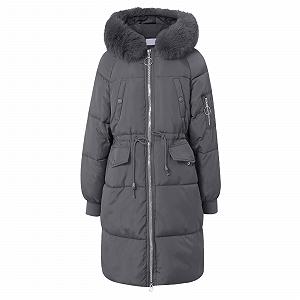 Жіноче зимове пальто з хутряним коміром, стьобана synthetic.ua - Фото 1