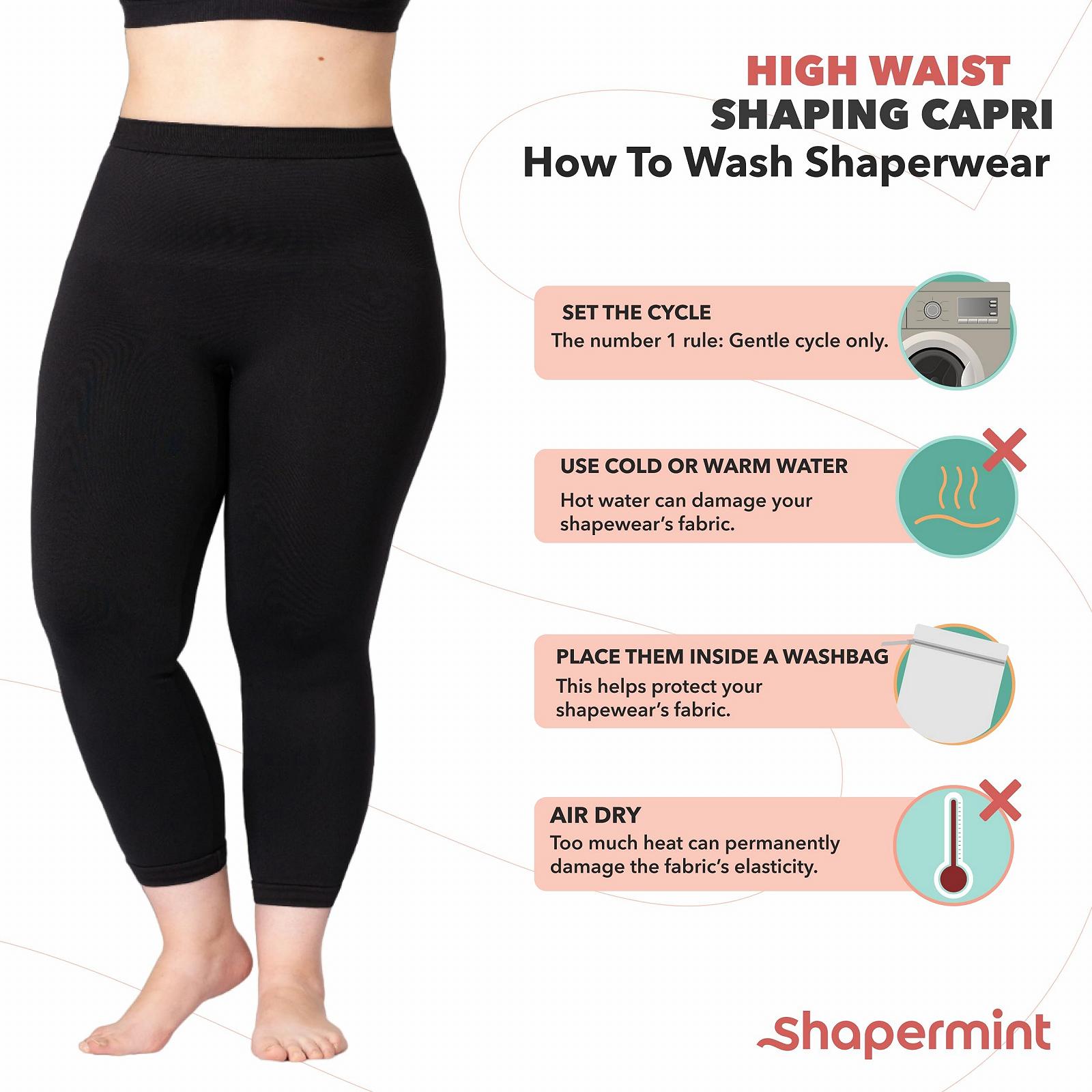 Леггинсы Capri SHAPERMINT с высокой посадкой, корректирующие, 7/8, черные, женские (от маленького до большого размера), фото №4