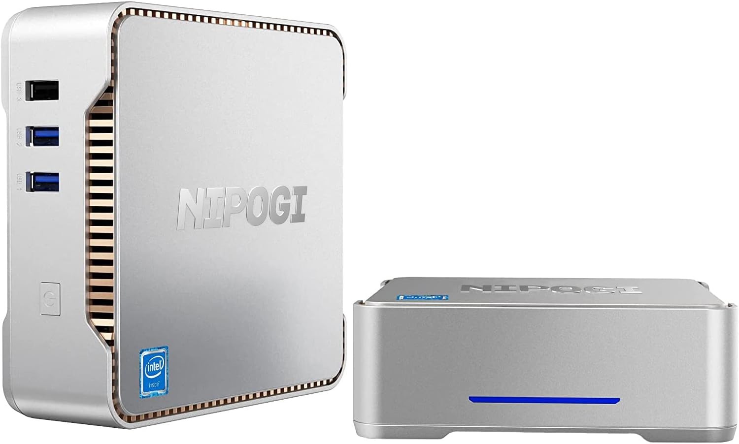 Мини ПК NiPoGi GK3V / Intel Celeron J4125 / RAM 12GB / SSD 256GB / 2 x HDMI / LAN / Wi-Fi 5 / Bluetooth 4.2 / Windows 11 / Серебристый, фото №1