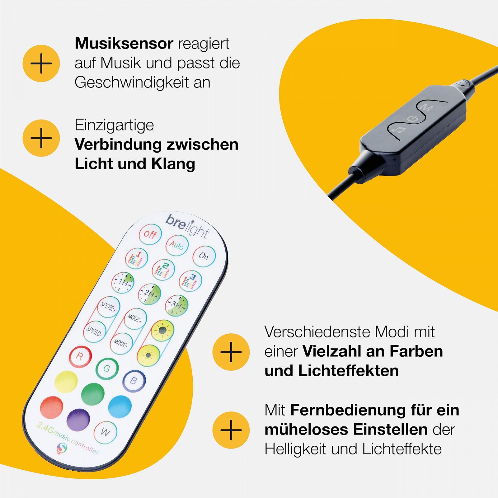 Настільна лампа Brilliant RGB LED 50 см з музичним сенсором та пультом 65 лм Чорна, фото №5