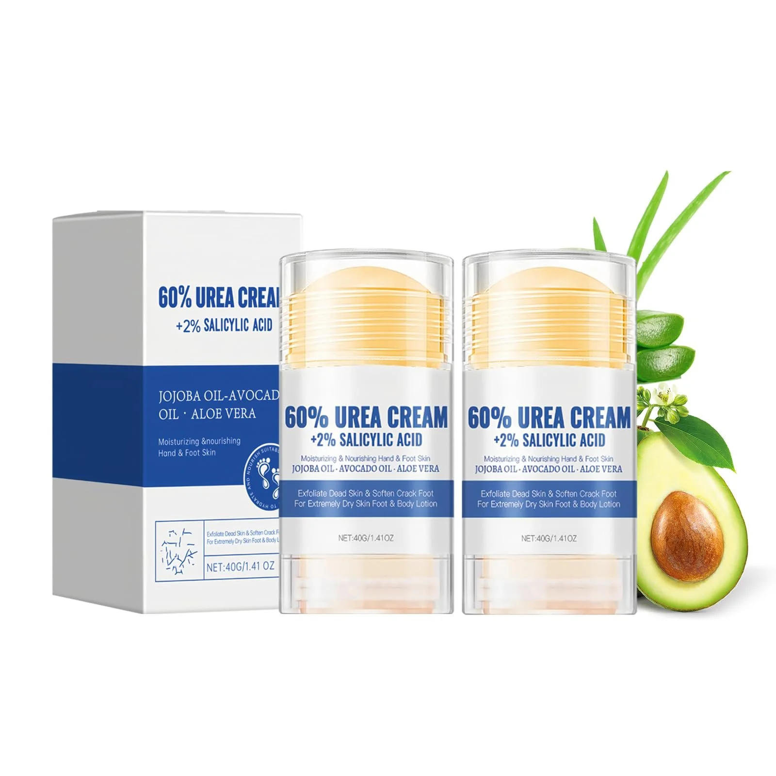 Крем для ног Hydrating Foot Cream 60% Urea и 2% Salicylic Acid увлажняющий против трещин, набор из 2 шт., фото №3