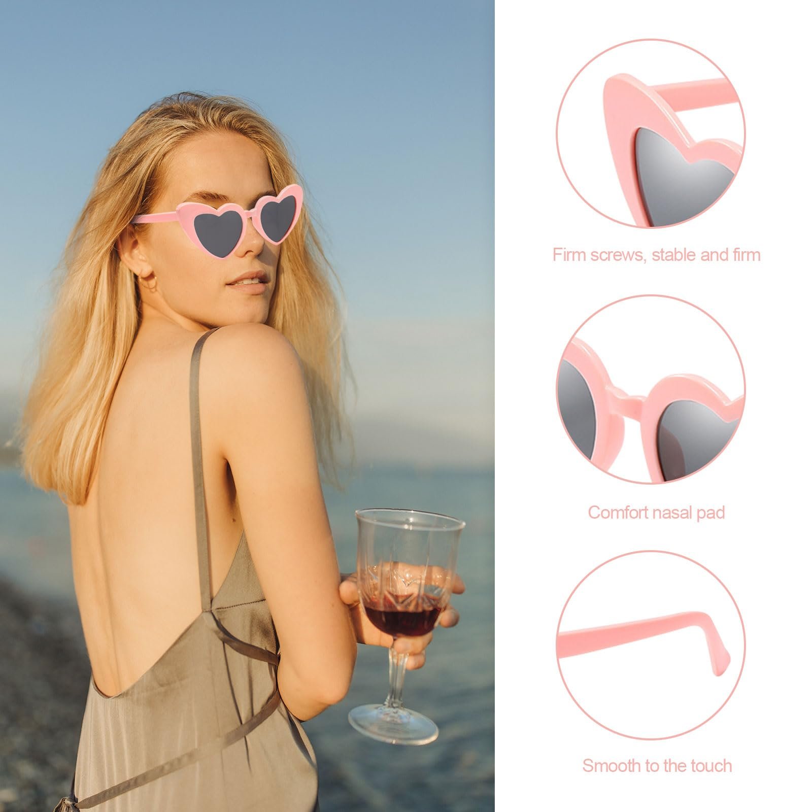 Сонцезахисні окуляри Серце SKHAOVS Набір 4шт Вінтажні, фото №3