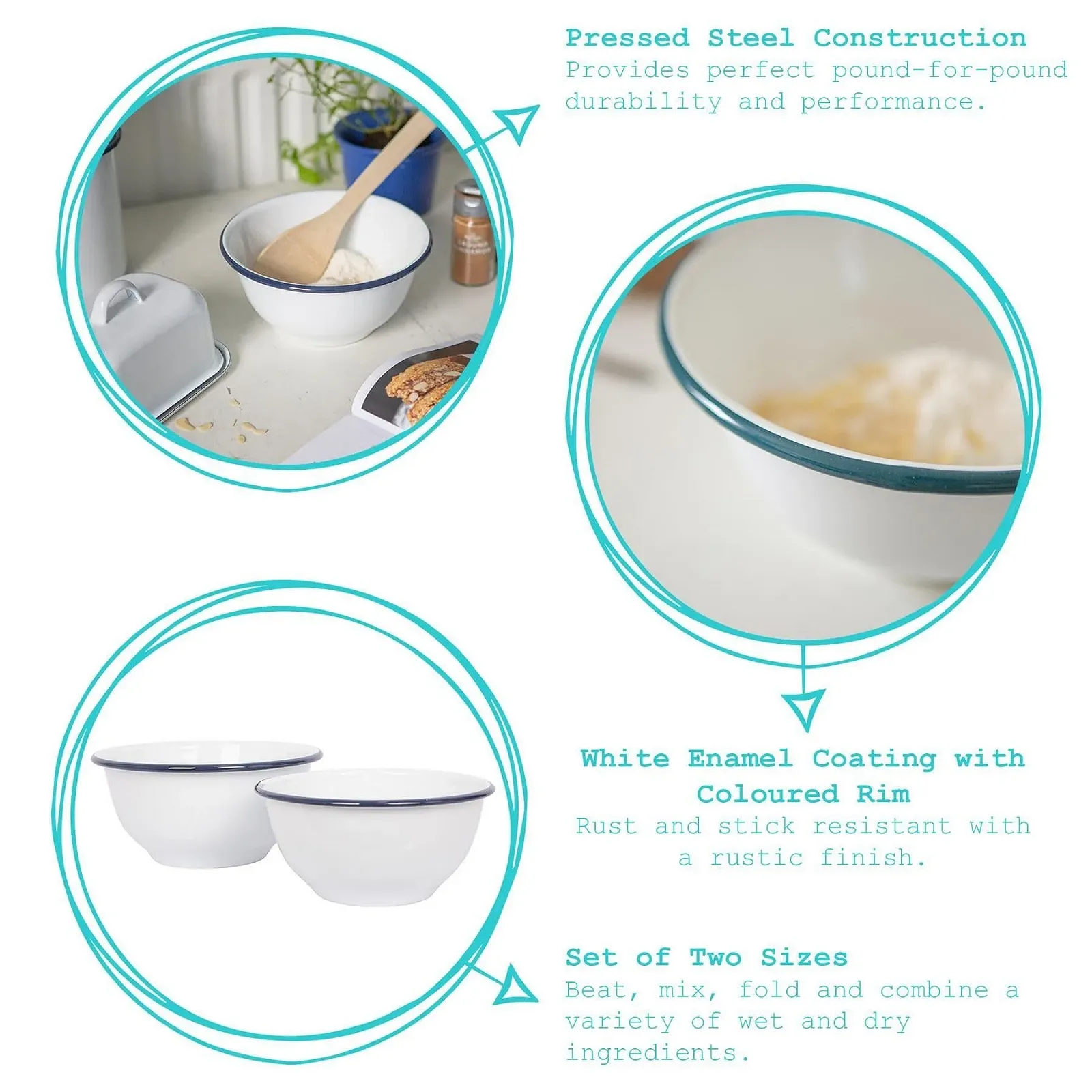 Набор мисок для смешивания Argon Tableware 2 шт. эмалированные Зеленый/Белый, фото №2 Набор мисок для смешивания Argon Tableware 2 шт. эмалированные Зеленый/Белый, фото №2