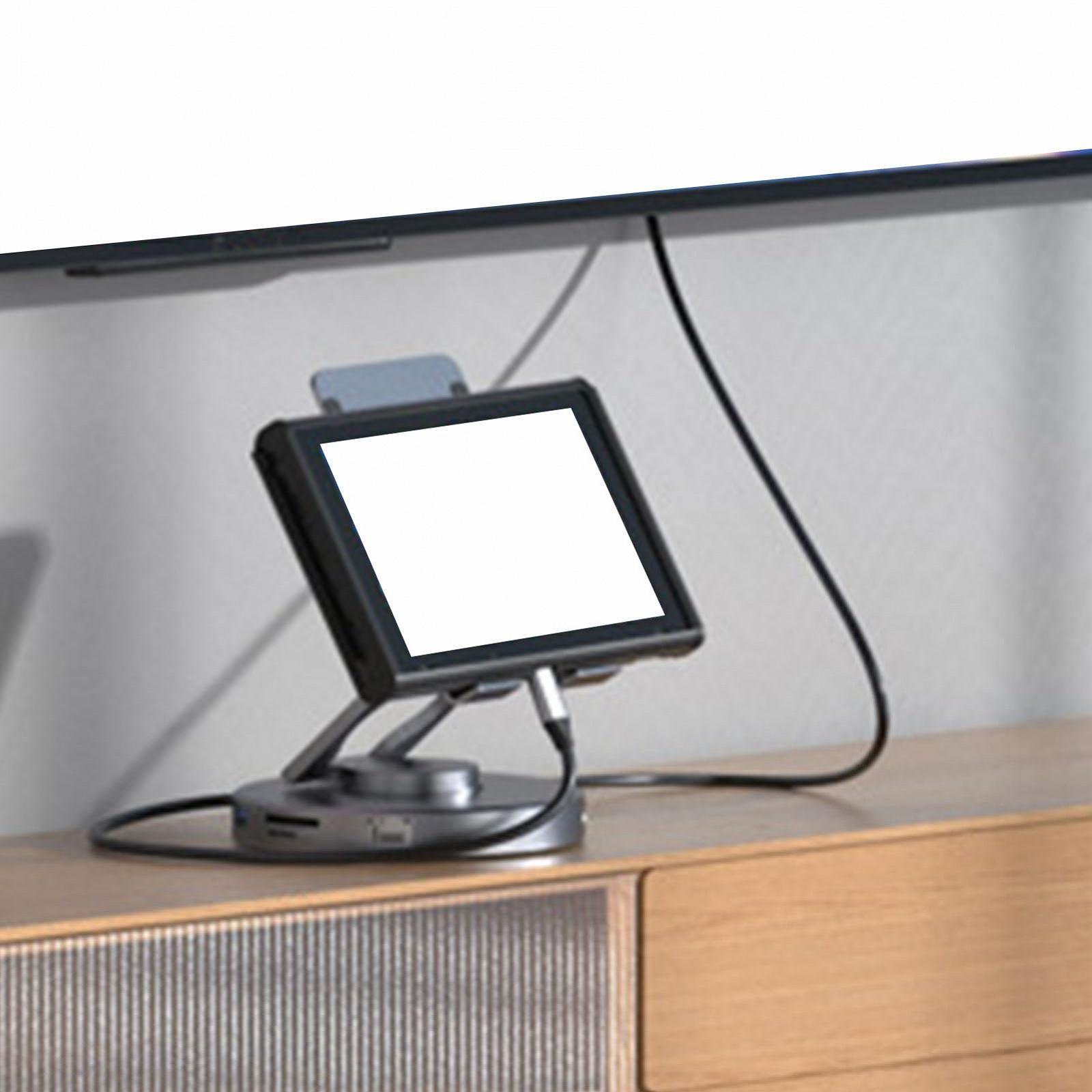 Регульована Підставка для Планшета Elprico з USB C Хабом 11-в-1 Алюмінієва, фото №3 Регульована Підставка для Планшета Elprico з USB C Хабом 11-в-1 Алюмінієва, фото №3