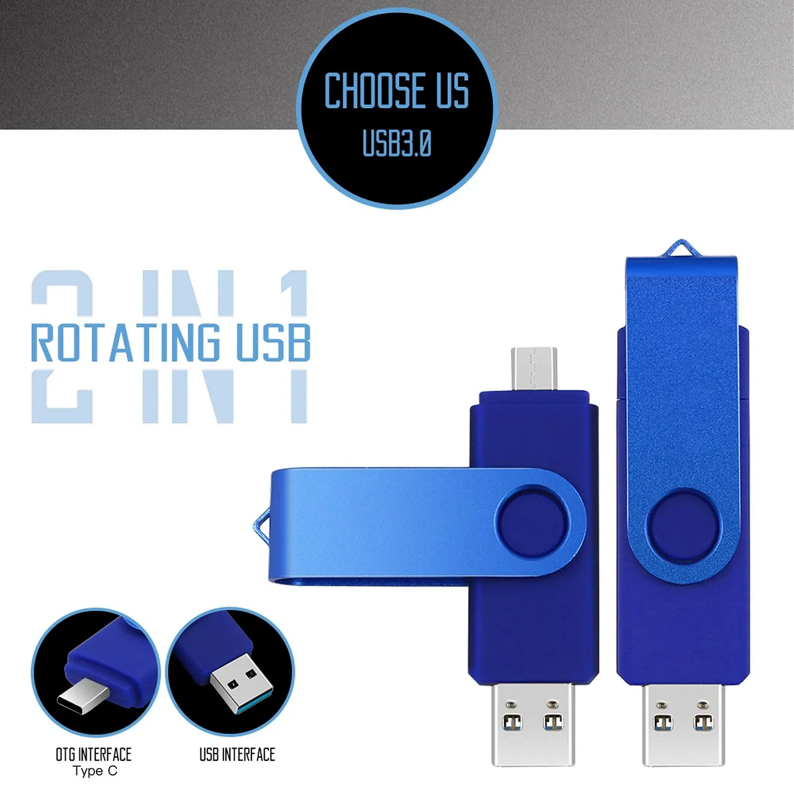 USB-накопичувач 256 GB Набір 2 шт. Metal Swivel USB 2.0 Type-C Мультиколор, фото №8 USB-накопичувач 256 GB Набір 2 шт. Metal Swivel USB 2.0 Type-C Мультиколор, фото №8