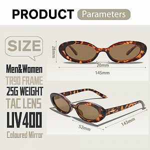 Овальні COASION Маленькі ретро 90-х UV400 Леопардові/Чорні synthetic.ua - Фото 1