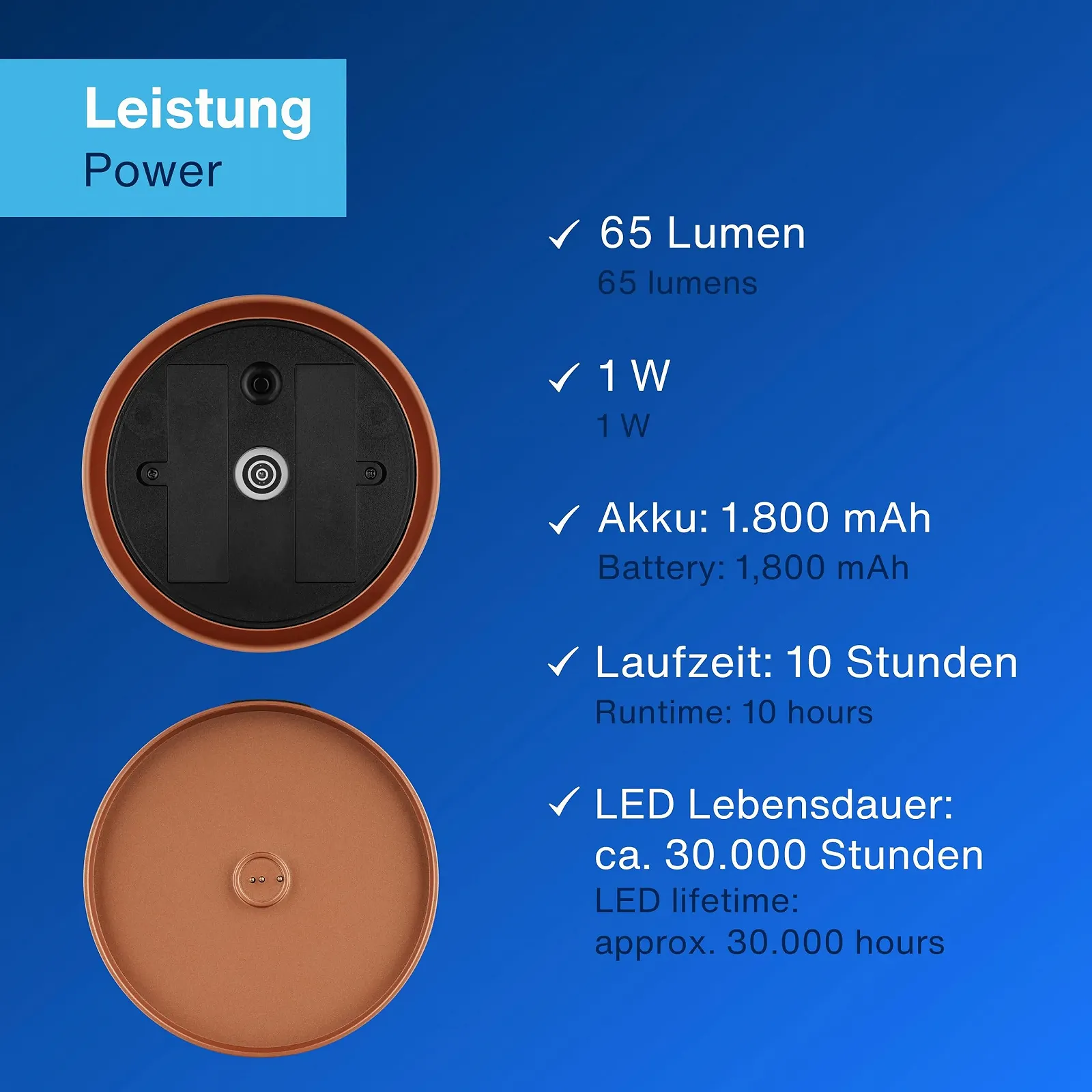 Світлодіодна настільна лампа REV Wireless Classic Mushroom Lamp акумуляторна сенсорна Мідна, фото №6