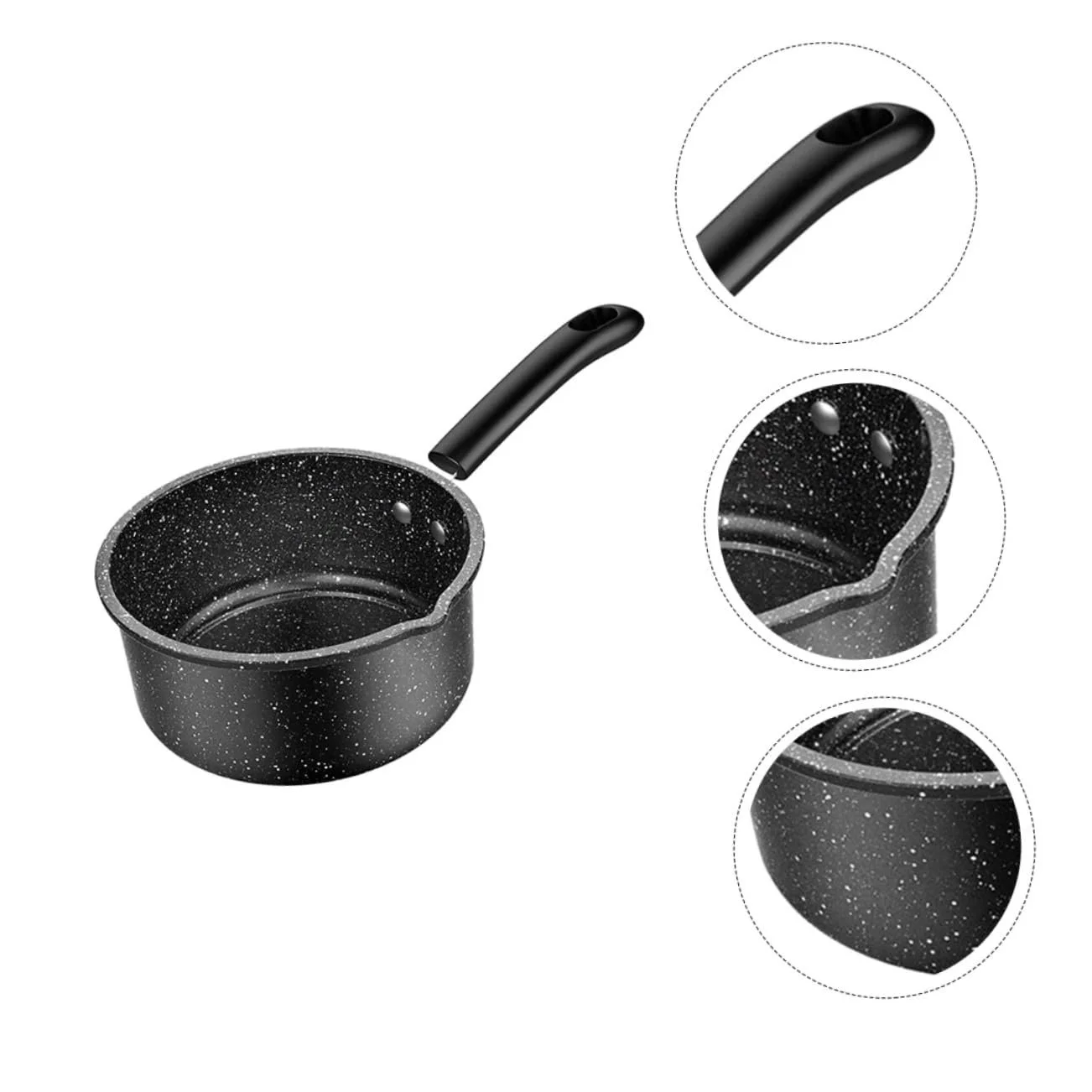 Ківш VALICLUD кам'яне покриття медичний камінь для супу та локшини з ручкою чорний, фото №7