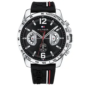 Мужские аналоговые многофункциональные кварцевые часы Tommy Hilfiger с силиконовым, нержавеющим стальным или кожаным ремешком, дополнительные циферблаты для дня и даты, водонепроницаемость до 5 атм - Фото 1