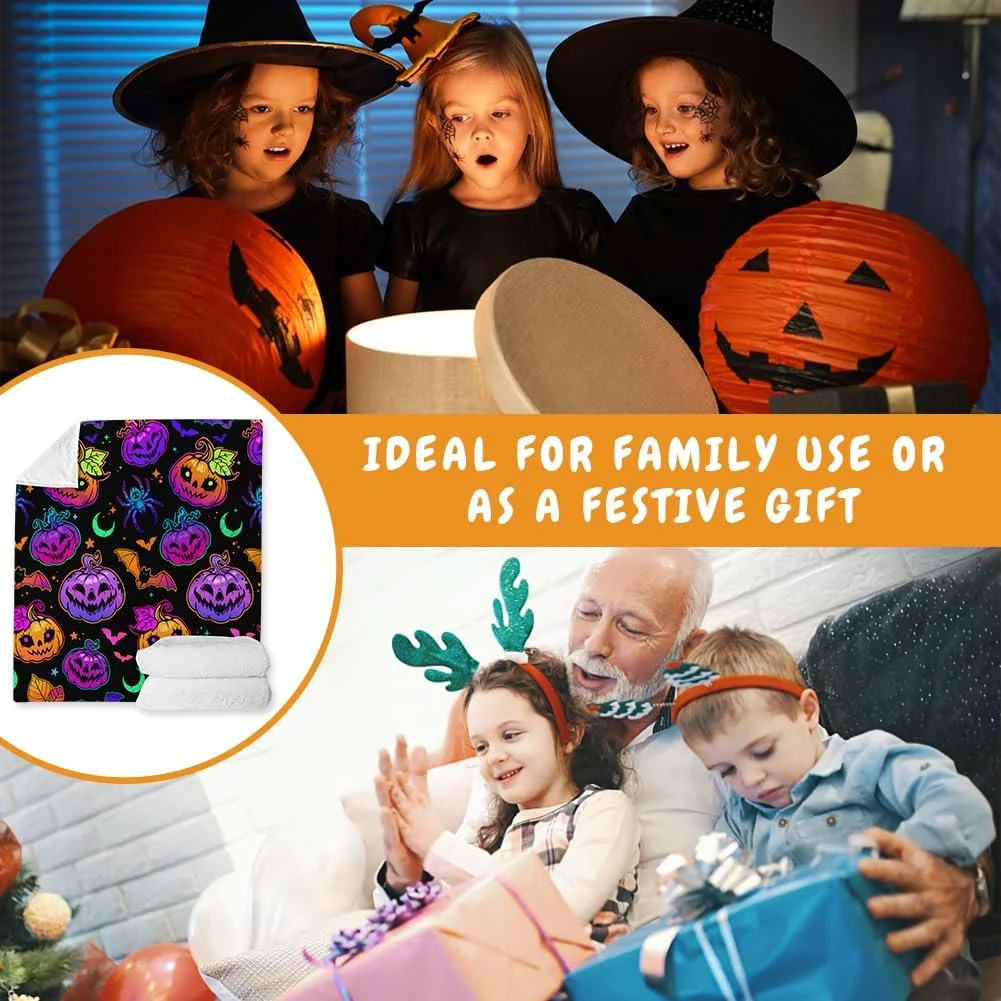 Покривало Halloween Фланелева З мотивами, такими як гарбузи, привиди та кажани, фото №5