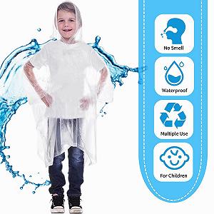 Дитячий дощовик Bosdontek, 2 шт, водонепроникний, дихаючий з капюшоном - Фото 1