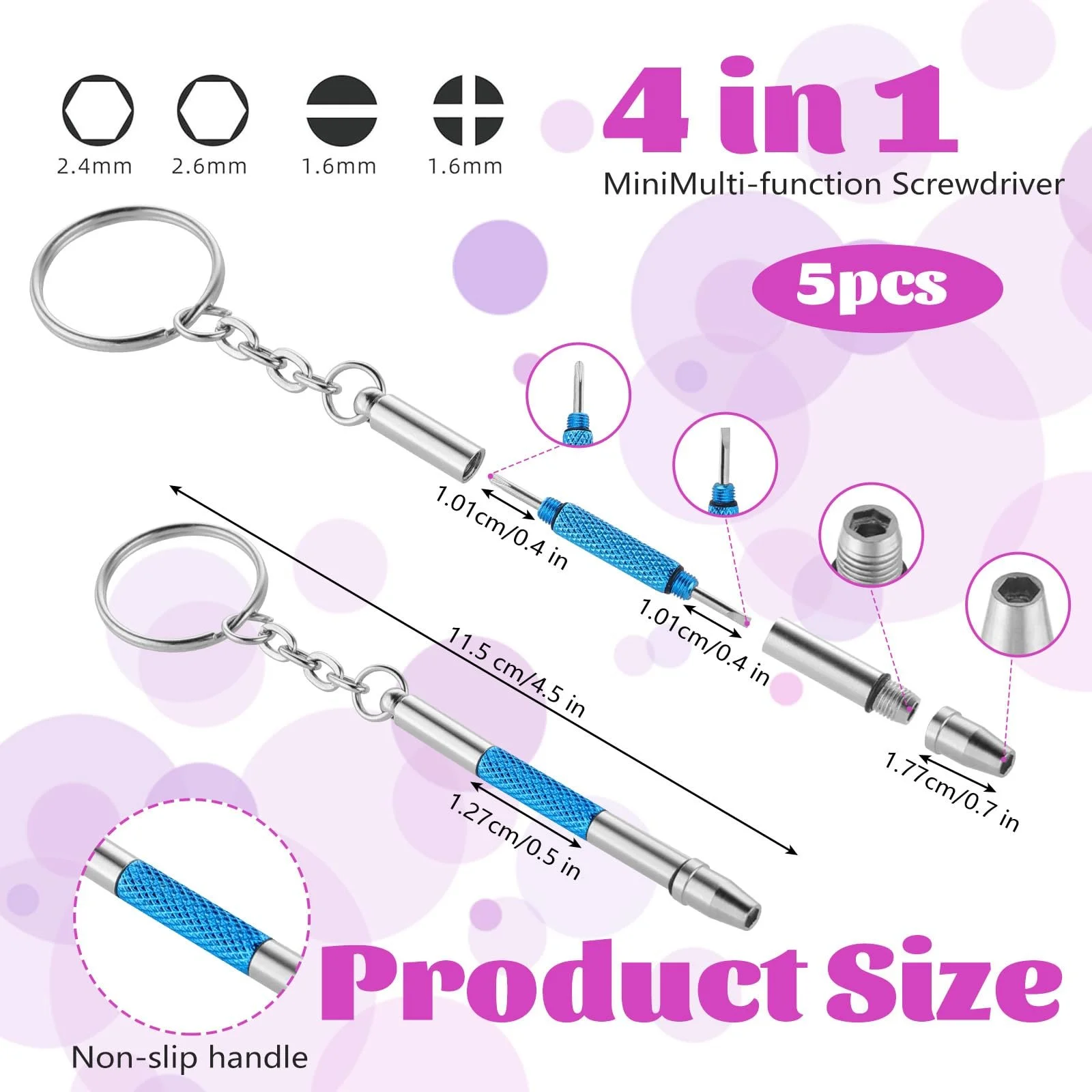 Комплект Міні викрутки для окулярів Кольоровий ремонтний набір, фото №2