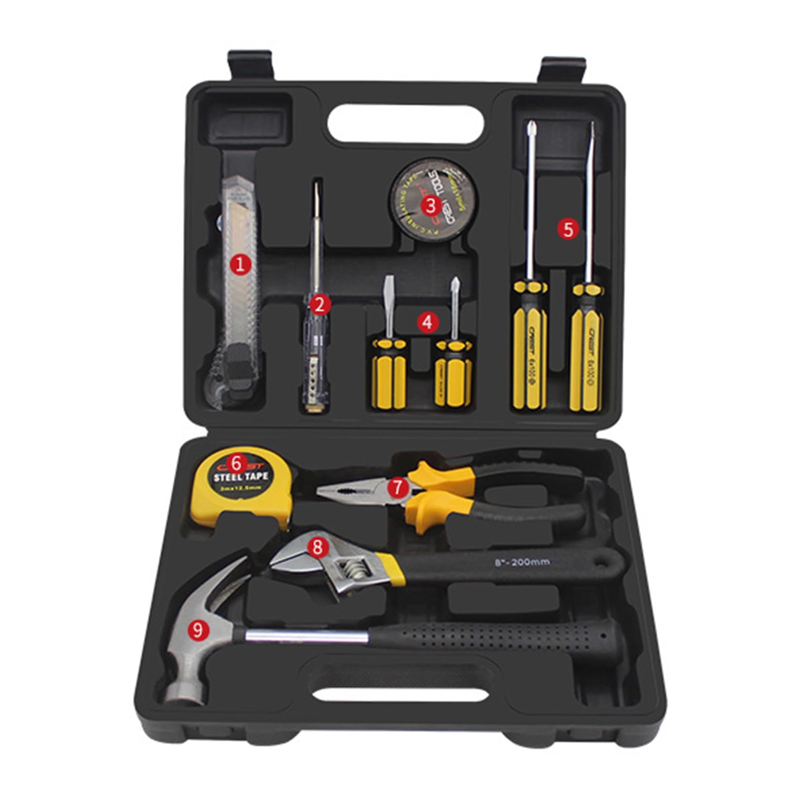 Набор AKTree Home Tool Kit Box с основными инструментами, включая гвоздодер, фото №1