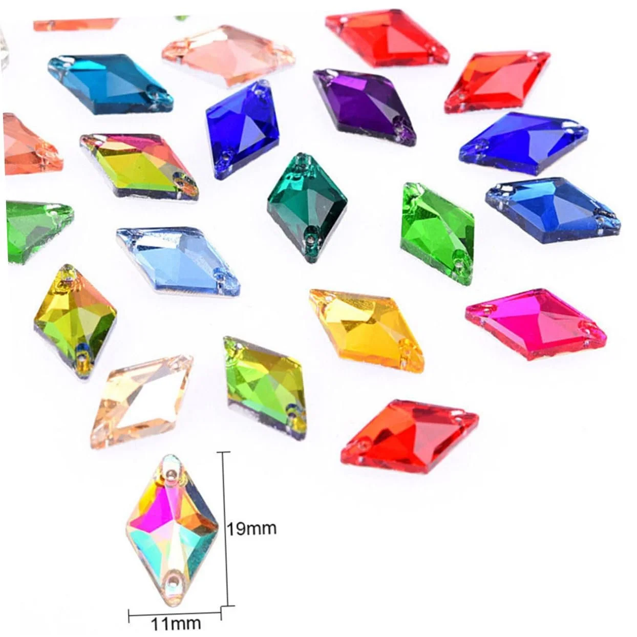 Кришталеві намистини ромбовидної форми, 84 шт, для прикрас, весільних суконь, сумок, різних кольорів, високоякісні, фото №2