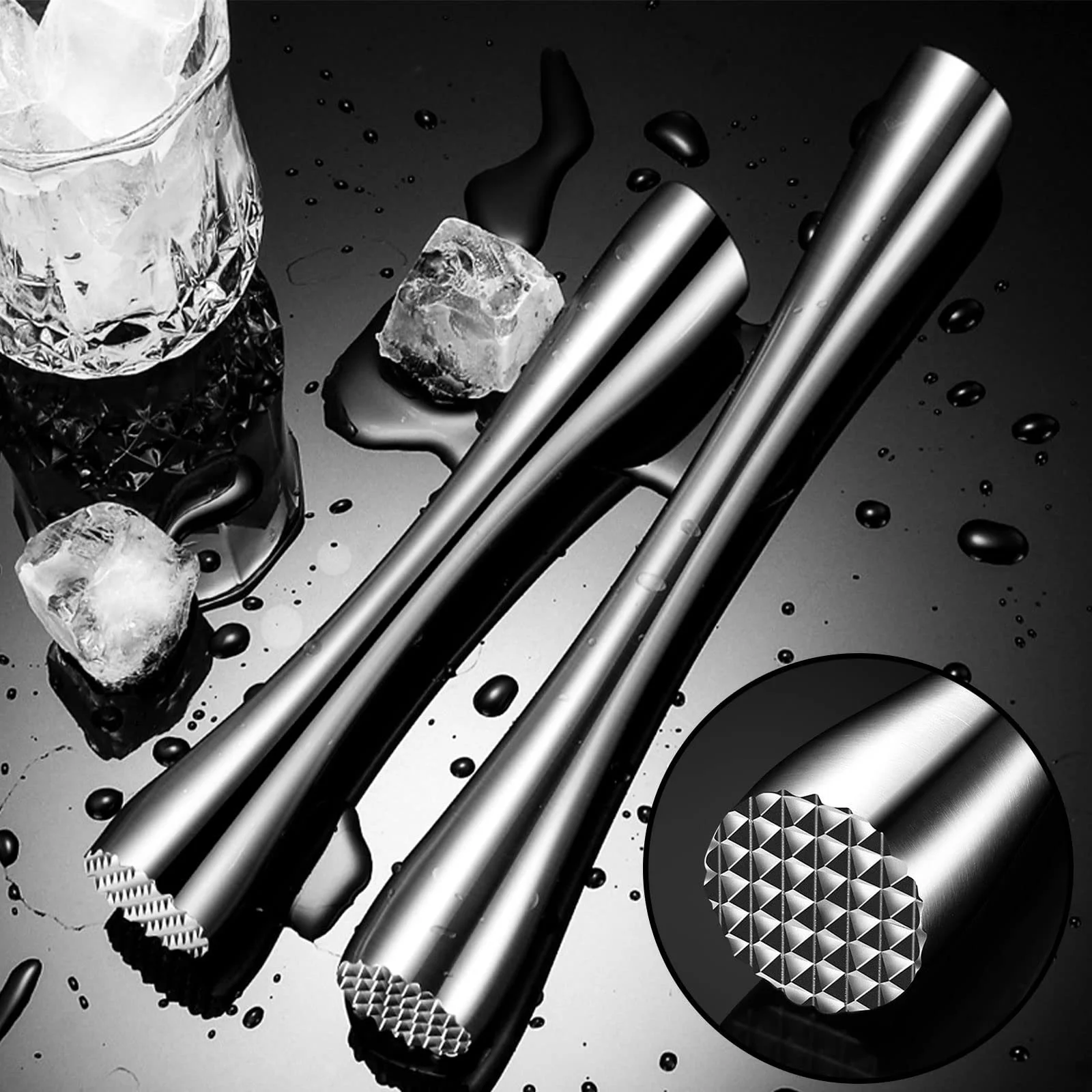 Мадлер FAEFTY з нержавіючої сталі з коктейльною ложкою, мадлер для мохіто, подрібнювач льоду, мадлер для кухні, бару, ресторану, 26 см, фото №5