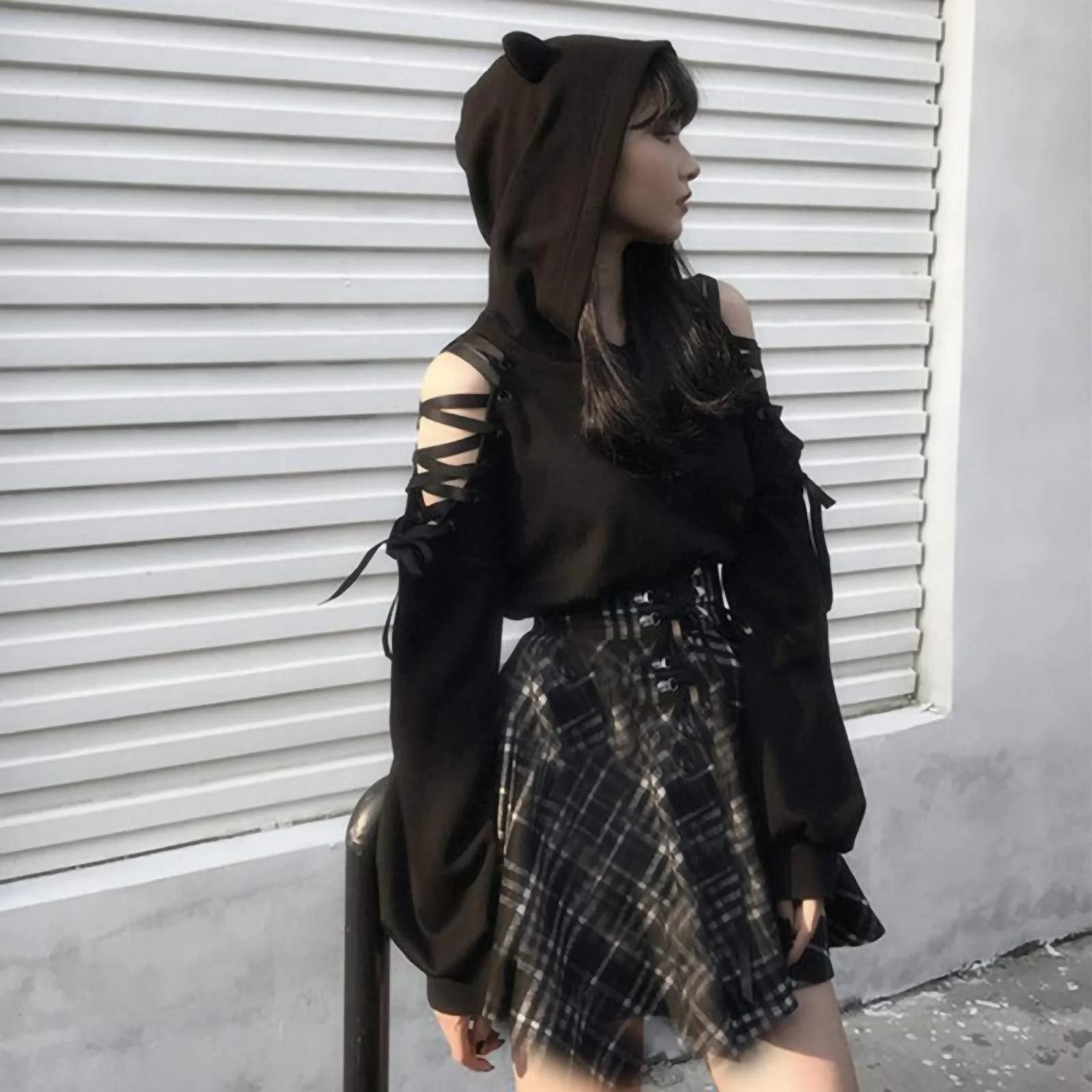 Женский Худи y2k Куртка на молнии Классическая Винтажная Толстовка с длинными рукавами и капюшоном Harajuku Grunge Streetwear, фото №5