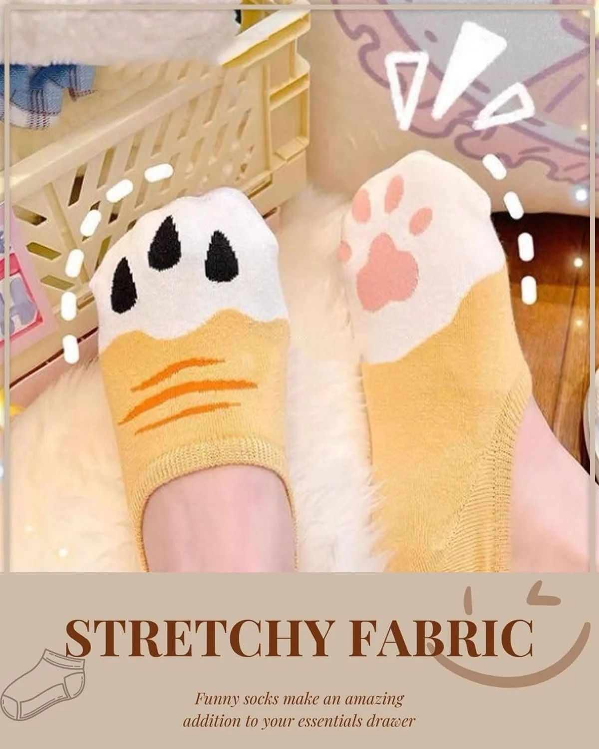 Шкарпетки Жіночі Короткі Cat Paw 5 пар, фото №5