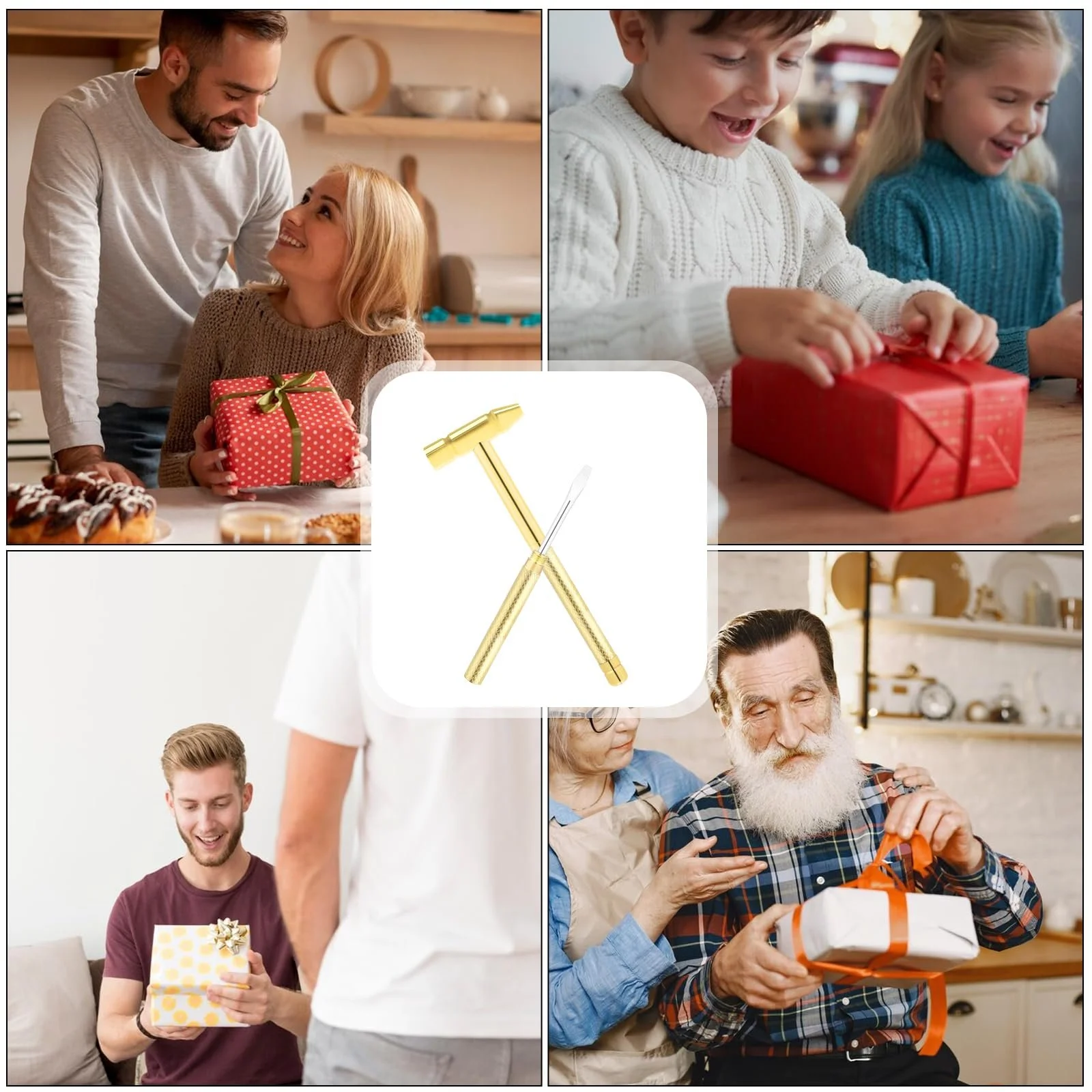 Мініатюрний молоток і набір викруток 6-в-1 для годинників золото, фото №7