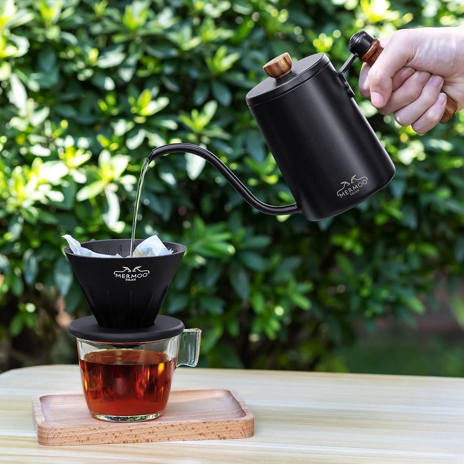 Кавник MERMOO YILAN 600 мл з гусячою шиєю, кавник для крапельної кави, чайник для приготування кави Pour Over, фото №3
