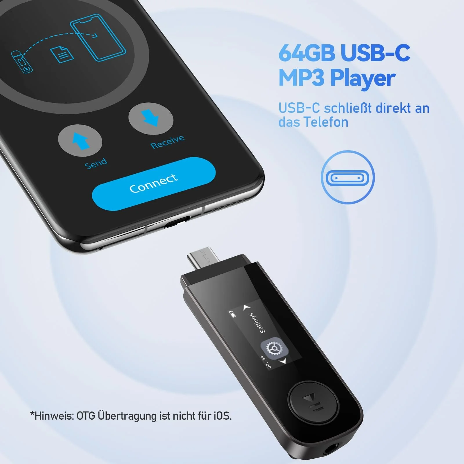 MP3-плеєр AGPTEK U5 64 ГБ Чорний, фото №2
