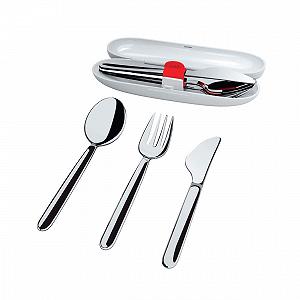 Набор дорожных столовых приборов Alessi Food a porter SA04S3 Ложка Вилка Нож 18/10 Нержавеющая сталь - Фото 1