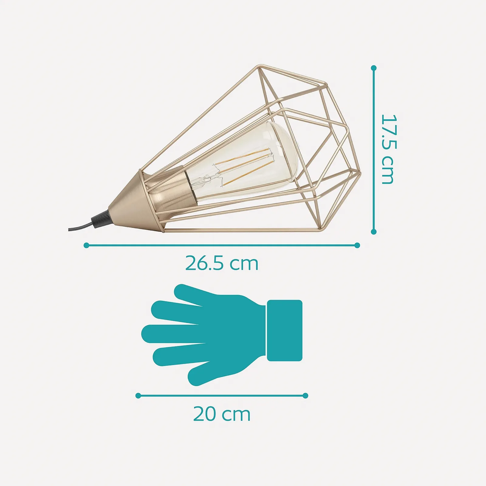 Настільна лампа Eglo Tarbes Vintage Steel E27 Мідна/Чорна, фото №6