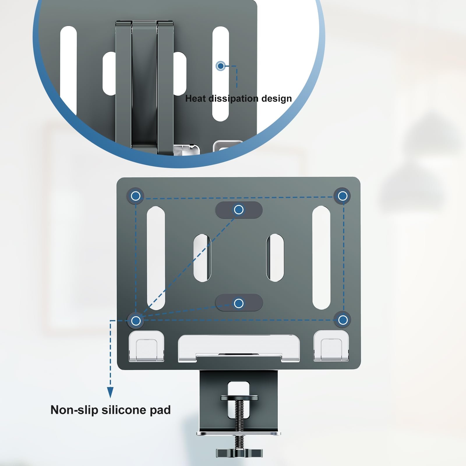 Підставка для ноутбука алюмінієва, регульована, складна, для планшетів/ноутбуків 10-16 дюймів, фото №8