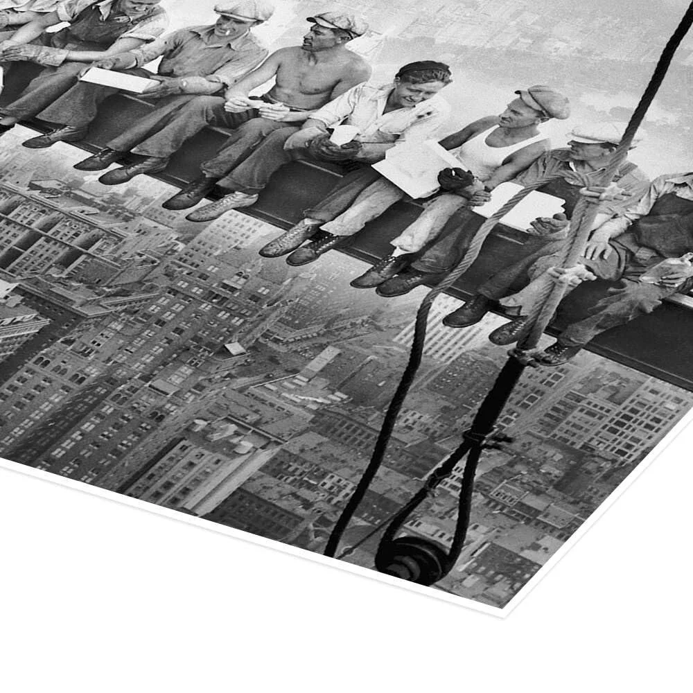 Постер Lunch Break on a Skyscraper 120 x 90 см черно-белый, фото №3