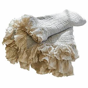 Покривало Loberon Картатий Сірий Льон - Фото 1