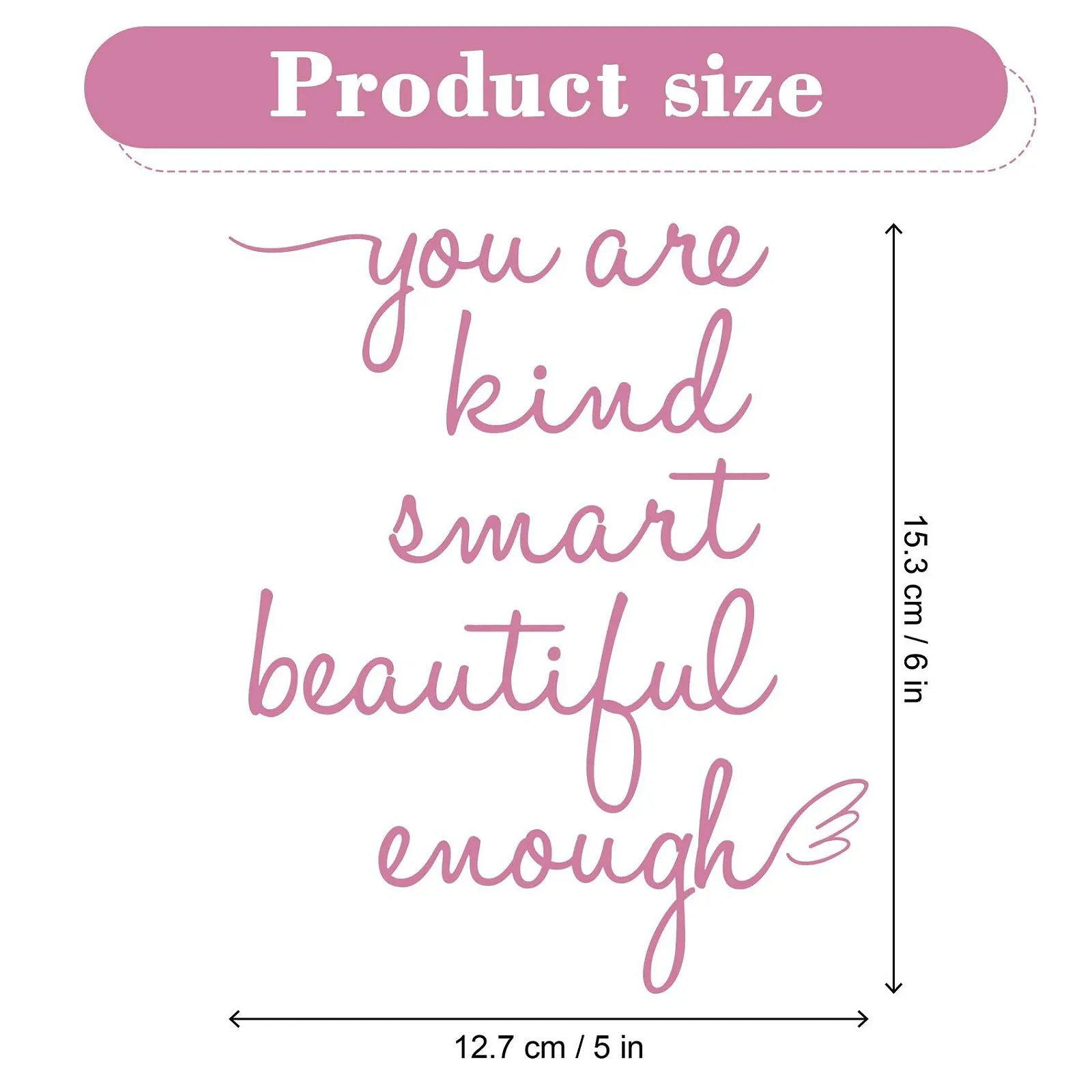 Наклейка на дзеркало You are Kind Smart Beautiful Enough Вінілова Рожевий, фото №4 Наклейка на дзеркало You are Kind Smart Beautiful Enough Вінілова Рожевий, фото №4