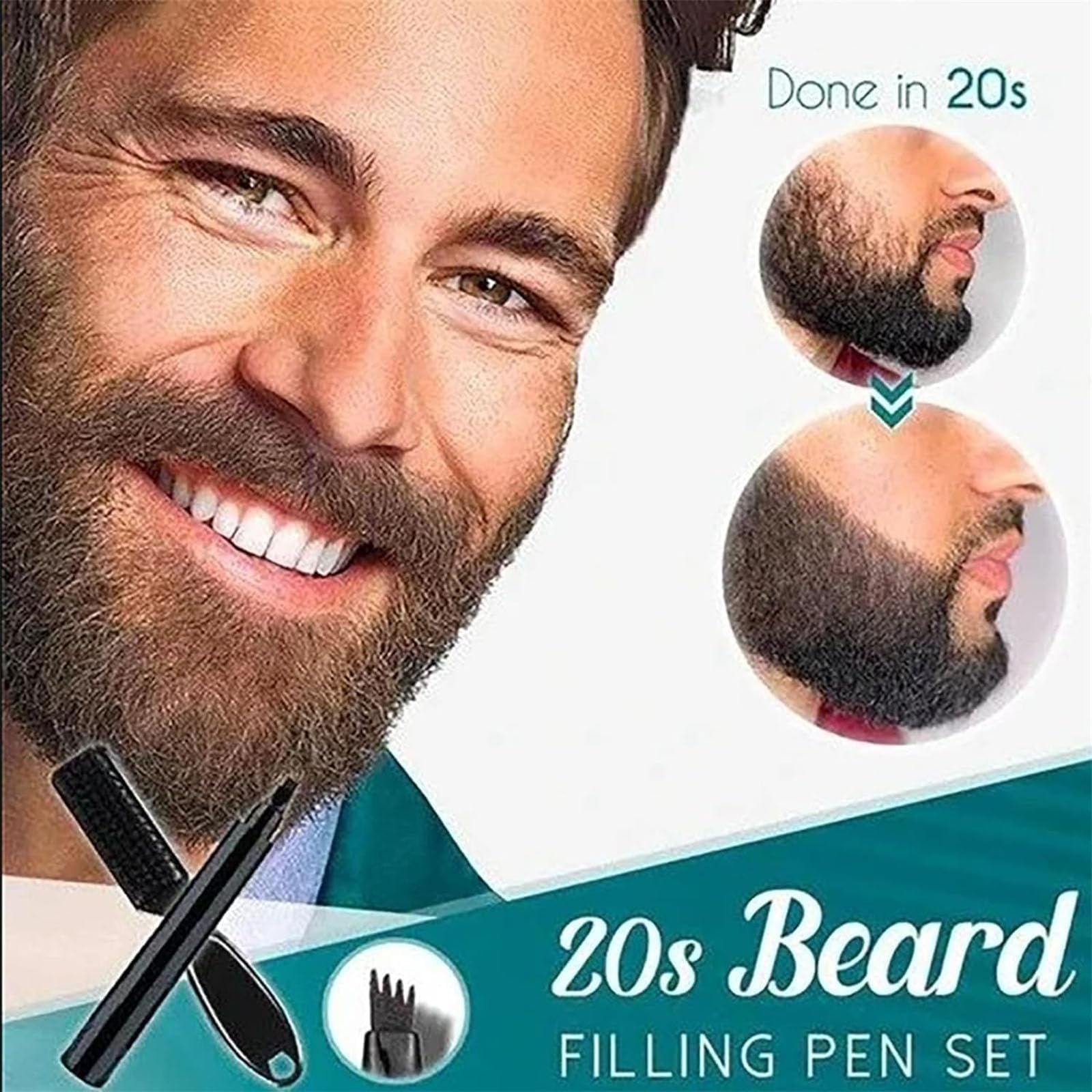 Карандаш для бровей и бороды 4 Points Multi Use Waterproof 4 Points Eyebrow Beard Pen Filler and Brush Beard Pen Filler для мужчин, фото №4