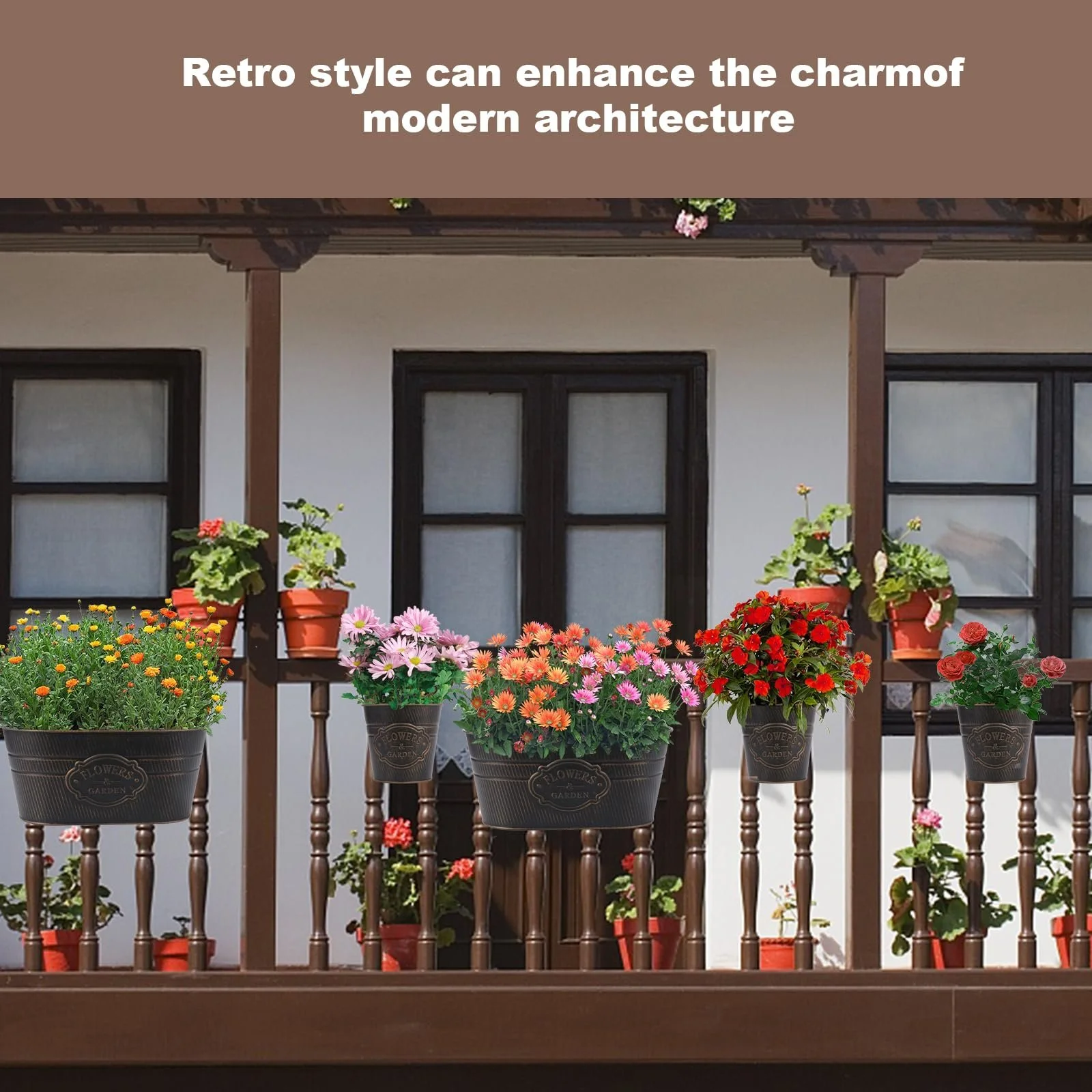 Підвісні квіткові горщики Металеві зі знімними гачками Набір 3 шт., фото №5