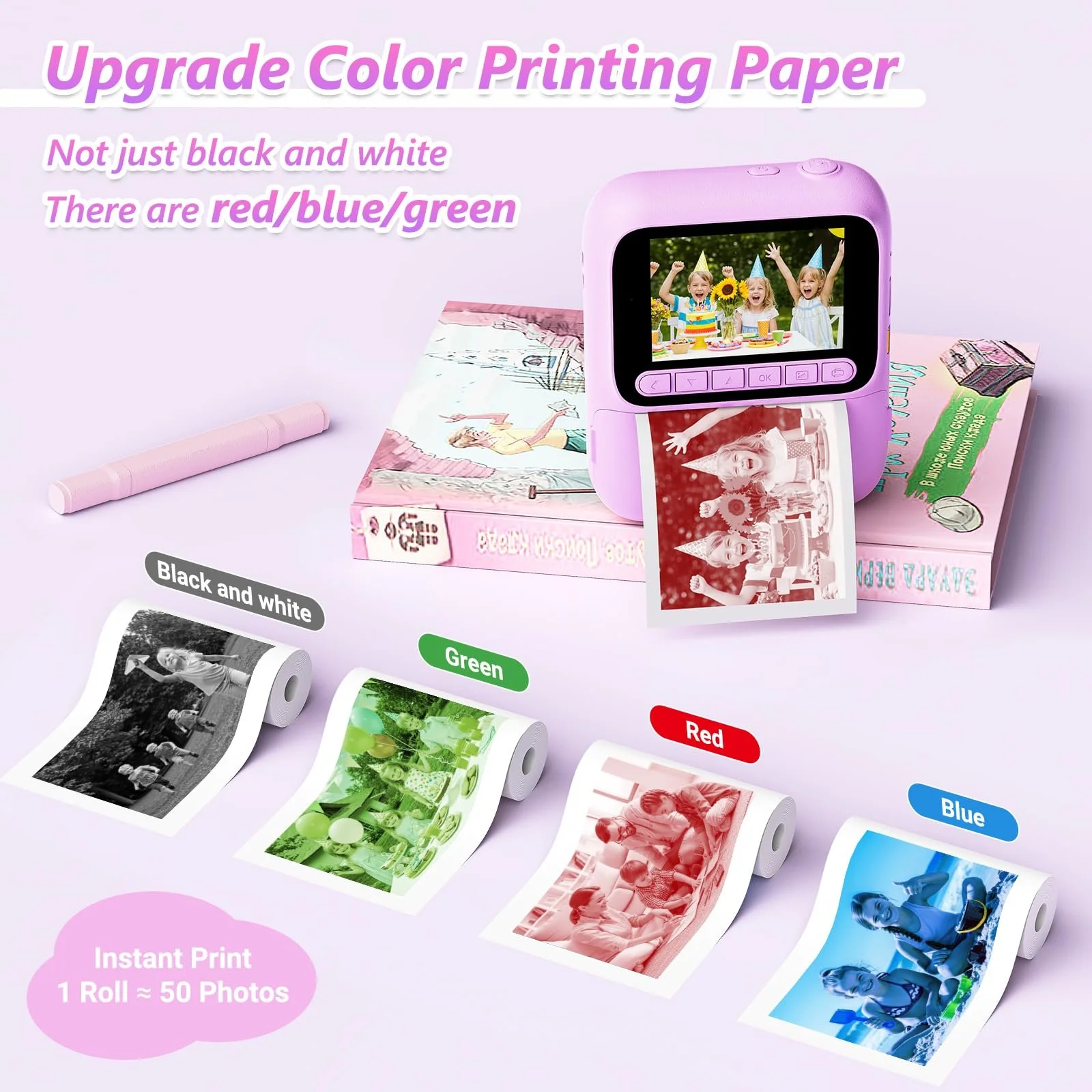 Фотокамера мгновенной печати для детей 1080P 32GB, фото №2