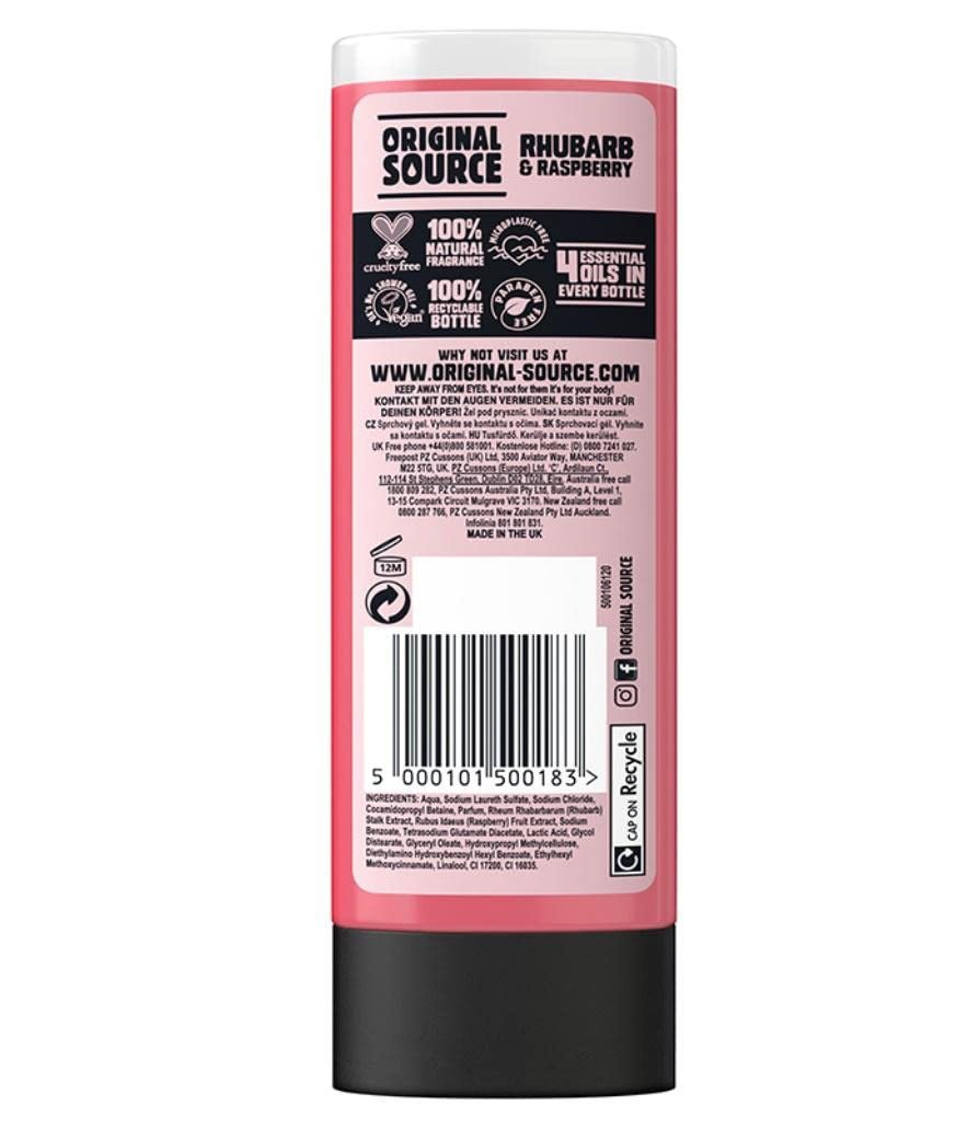 Набор гелей для душа Original Source Fresh Sea Salt, Zingy Lime, Sweet Rhubarb & Raspberry, Lavender & Tea Tree 4 x 250 мл, фото №8