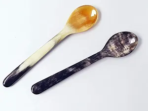 Ложка з рогу Пряма Vivid Grained 1A Якість 12 см Натуральний - Фото 1