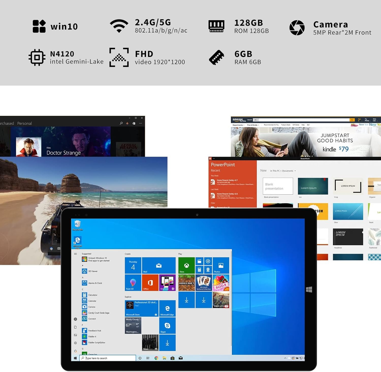 Планшет 10.1" Full HD Chuwi Hi10 XR 6/128Gb 4 ядра Windows 10 3250 mAh Сірий, фото №2