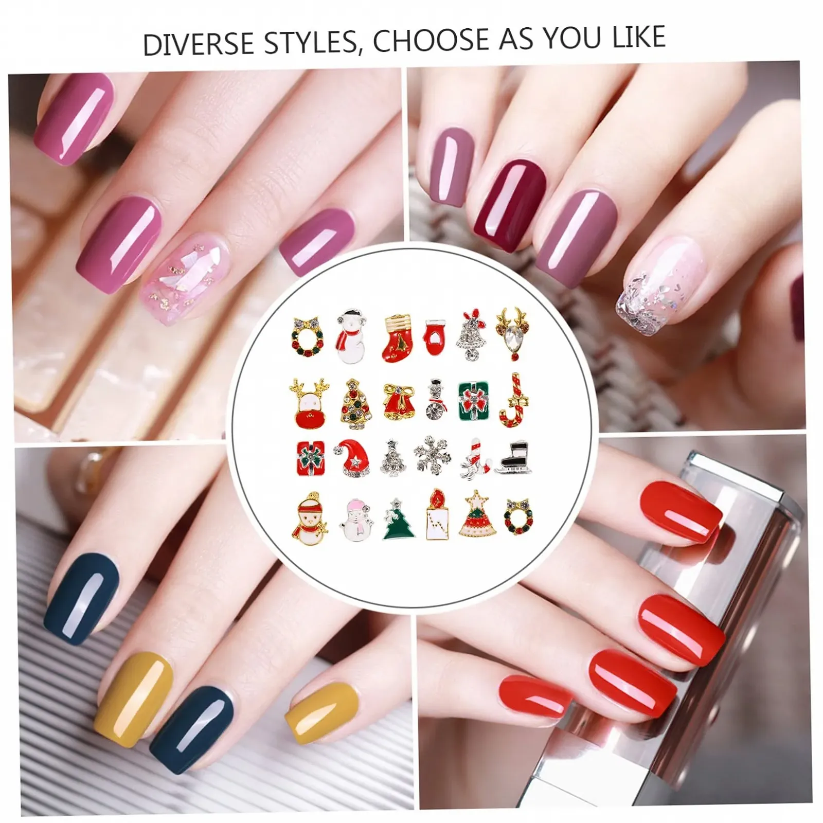 Украшения для ногтей LALAFINA Рождественские из сплава со снежинками, стразы для ногтей, аксессуары для украшения ногтей, фото №4