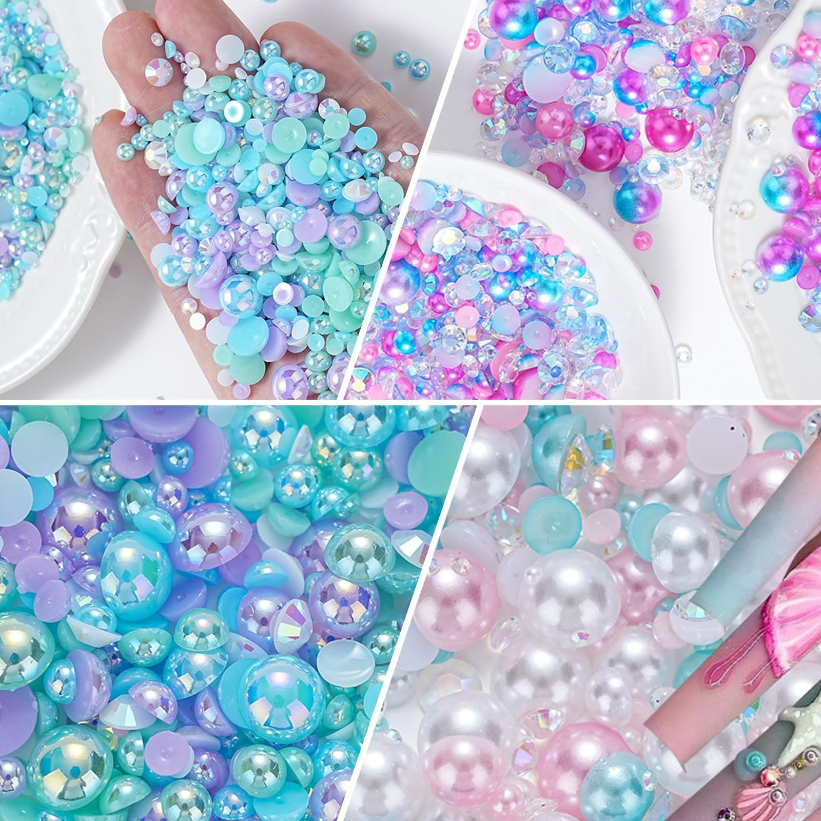 Полукруглые жемчужины для ногтей с плоской задней стороной, жемчужины для нейл-арта, подвески для ногтей, стразы для ногтей, украшения для ногтей, фото №3