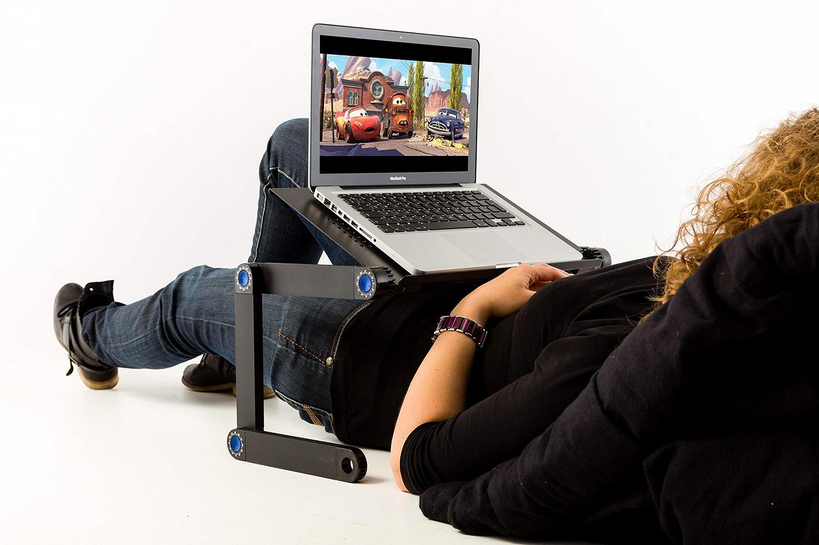 Универсальная Подставка для Ноутбука для Кровати | Складная Портативная Подставка для Офиса | Эргономичная Алюминиевая Черная | Легкая, фото №4